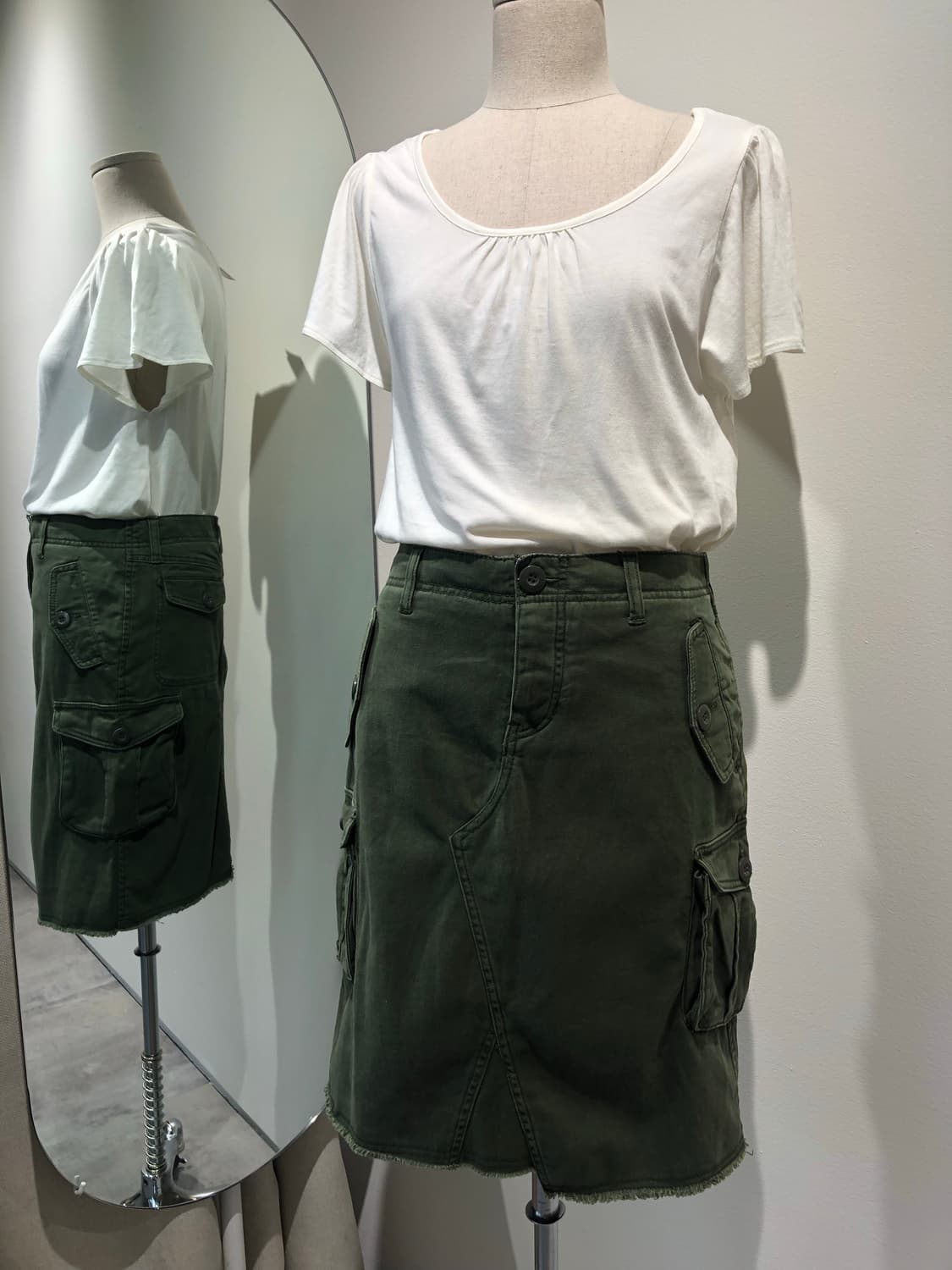 슈카 Y2K 구제 빈티지 미디 카고 스커트 상품이미지1