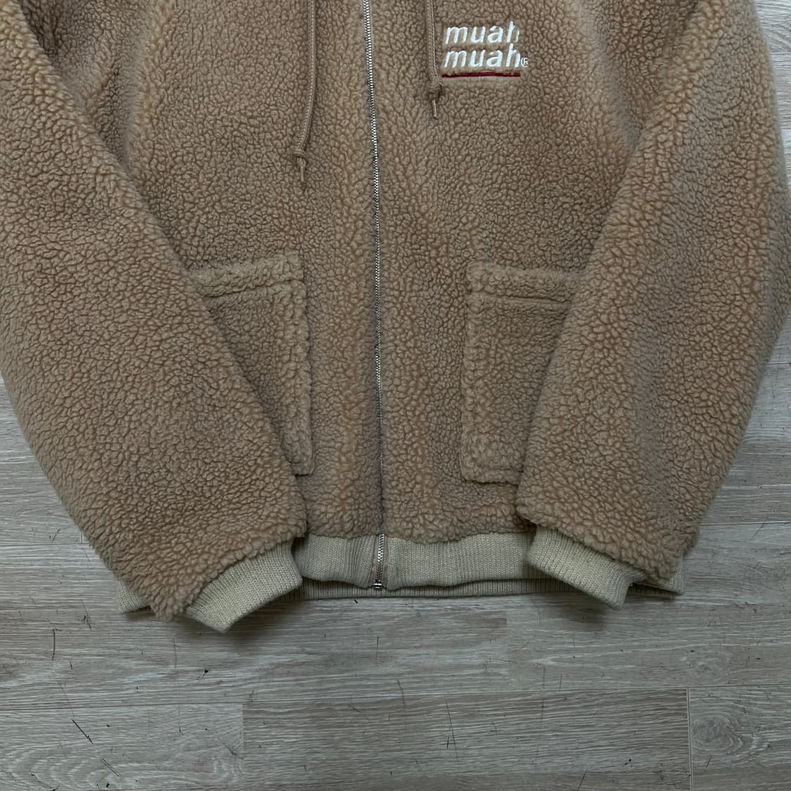 무아무아 양털 뽀글이 후리스 후드자켓 [베이지] M/95 상품이미지3