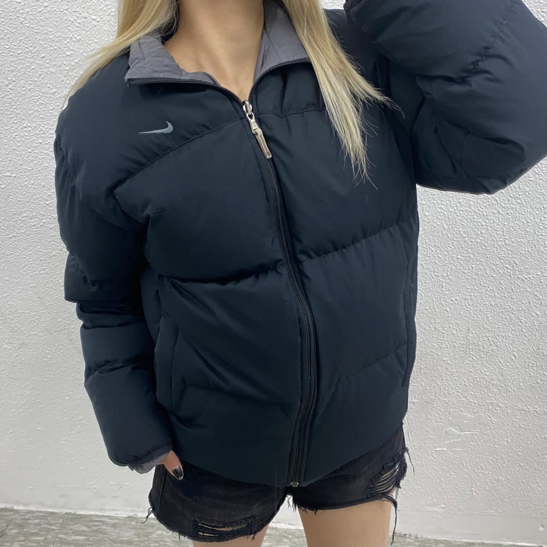 나이키 로고 블랙 리버시블 패딩 L 상품이미지2