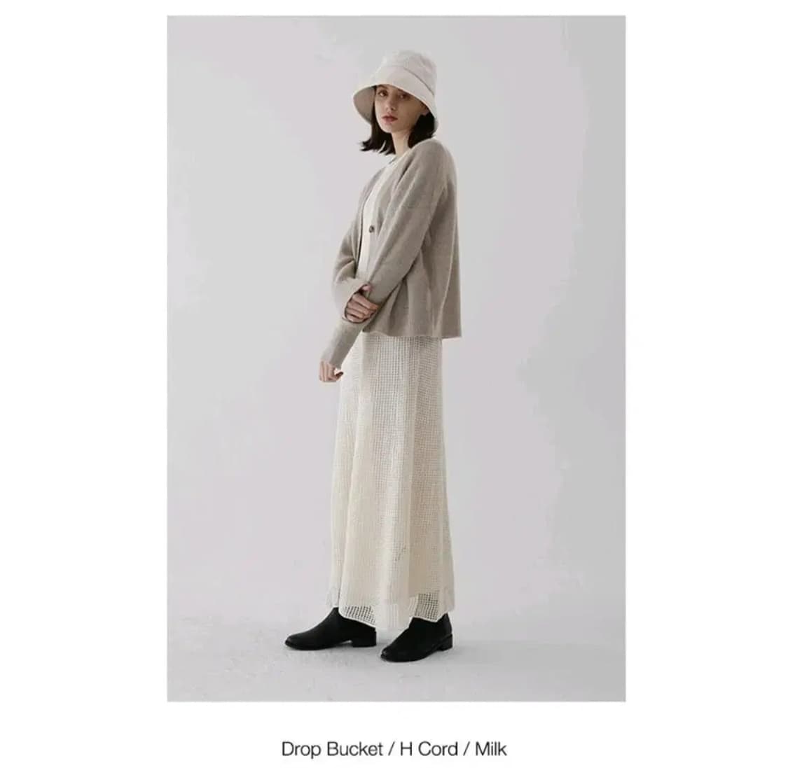 언더컨트롤 벙거지 모자 버킷햇 블랙 아이보리 겨울용 상품이미지2