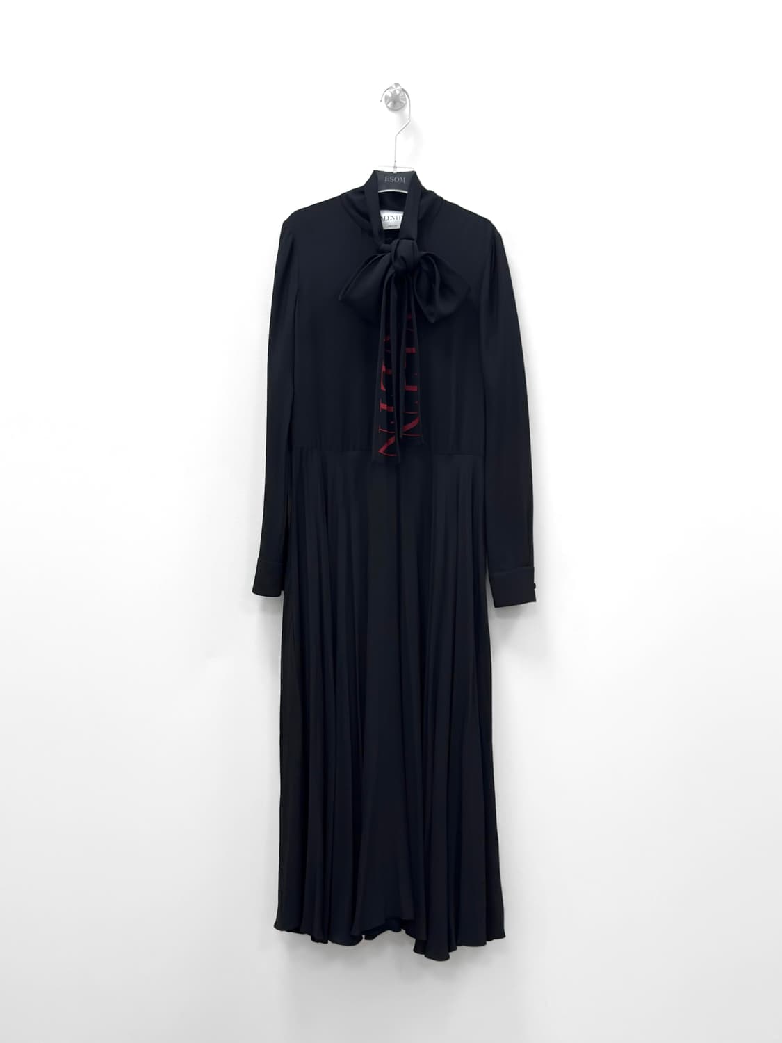 Valentino Black Bow-Tie Pleated Dress 상품이미지1