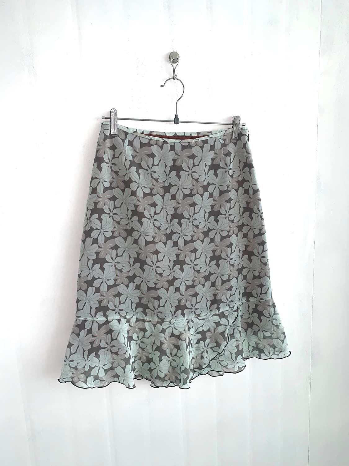 Mint Floral Sheer Midi Skirt 상품이미지1