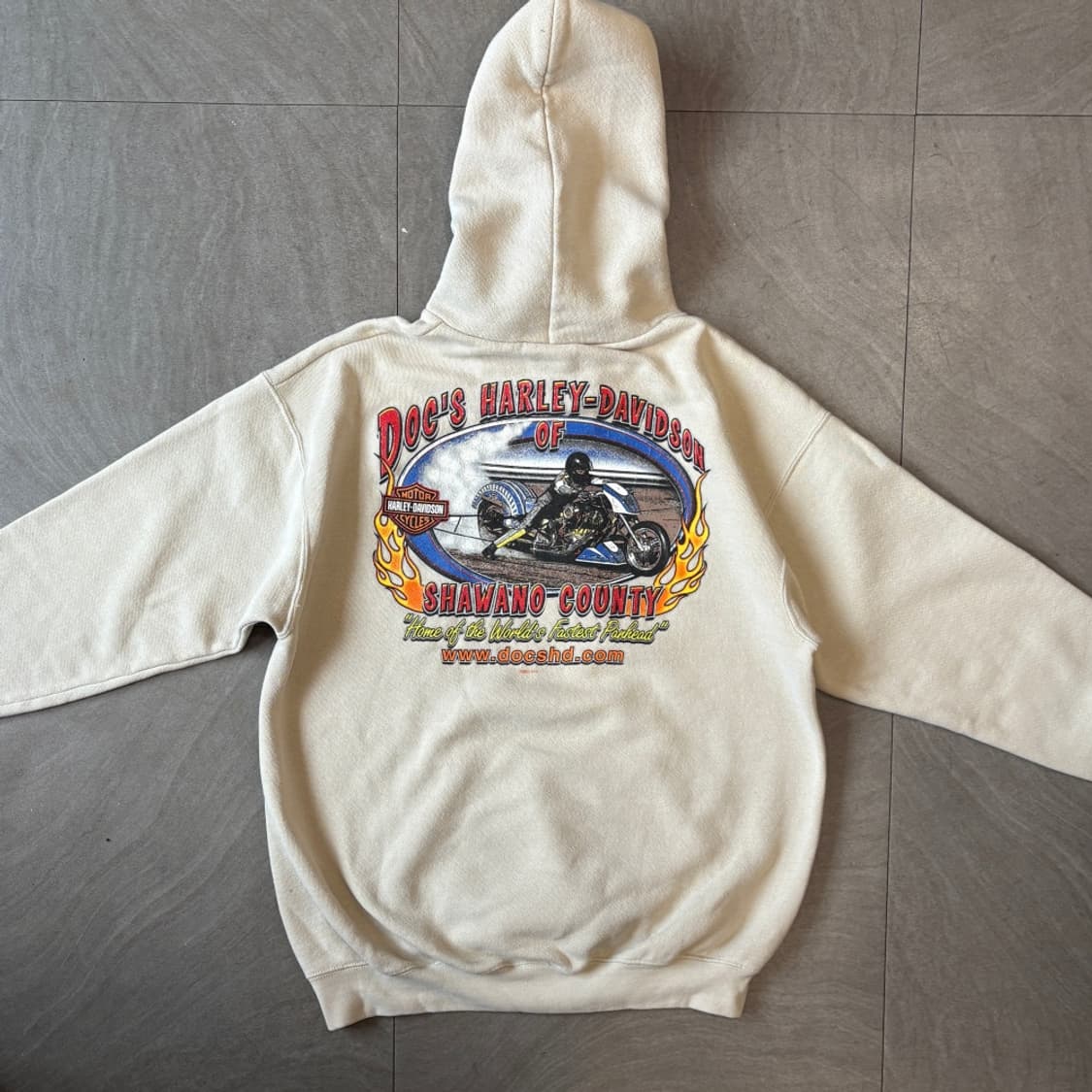 00년대 생산 할리데이비슨 아이보리 후디 후드티 상품이미지8