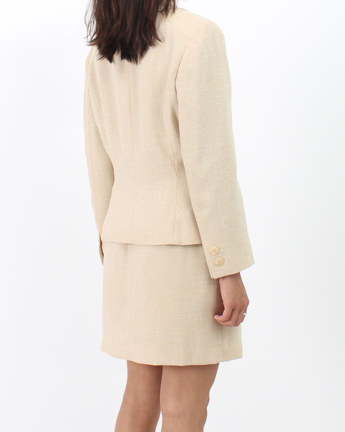 일본 빈티지 아이보리 트위드 자켓 스커트 셋업 세트 상품이미지2