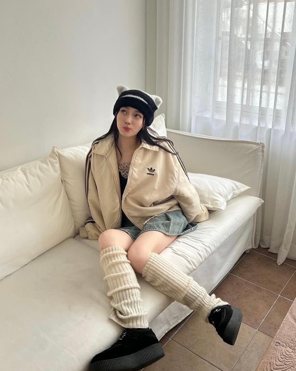 아디다스 빅로고 점퍼 항공점퍼 베이지 브라운 상품이미지4