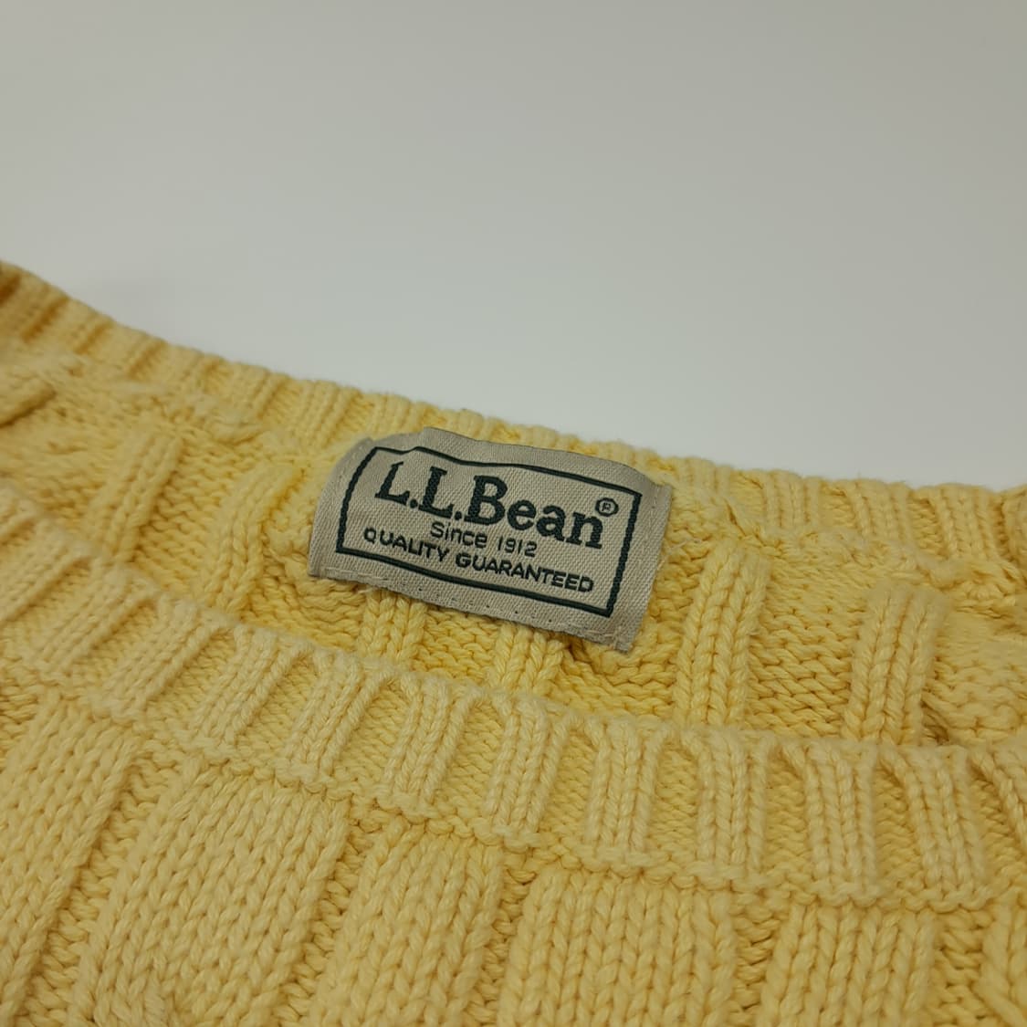 CL377 XL 엘엘빈 90s 코튼 케이블 레몬옐로우 니트 스웨터 상품이미지3