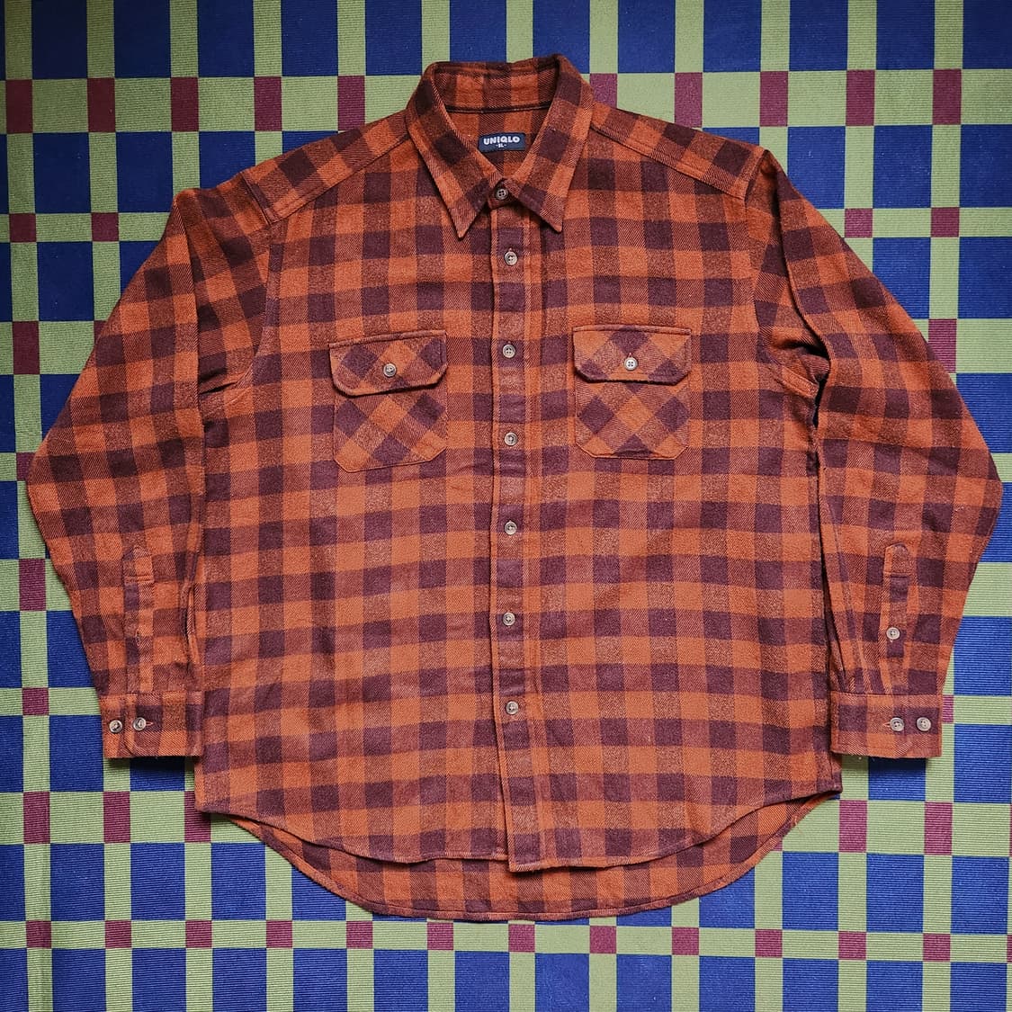 90s 올드 유니클로 럼버잭 체크 플란넬 셔츠 상품이미지1