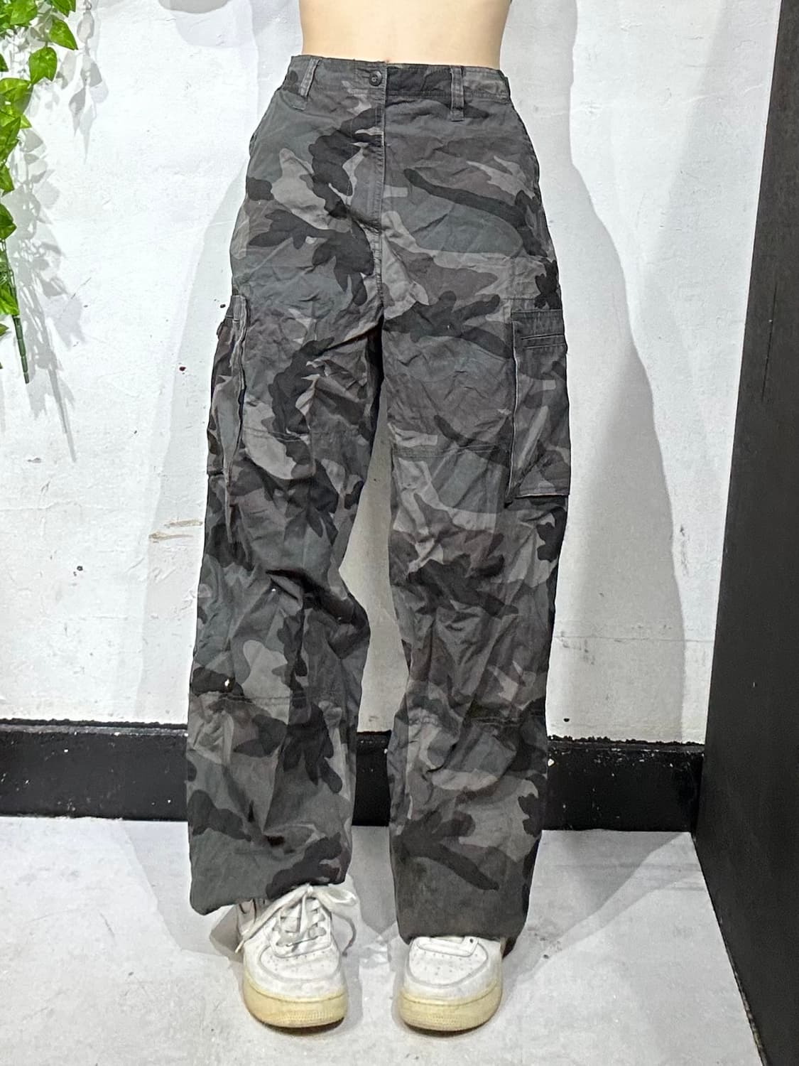 일본빈티지 VACHEC 카키 밀리터리 카모 와이드 카고 팬츠 군대 바지  상품이미지2