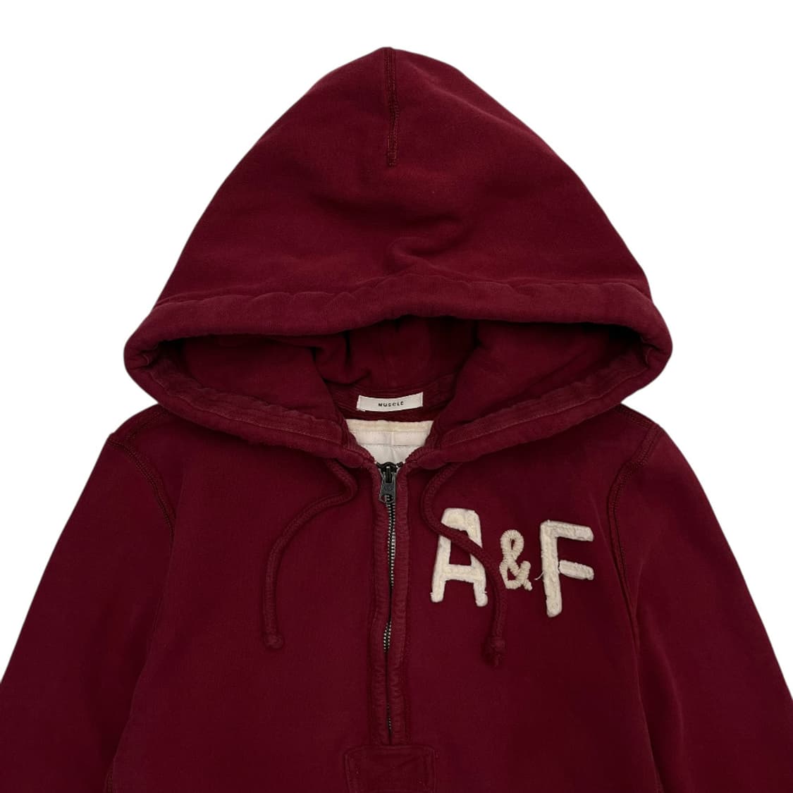 아베크롬비 패치로고 반집업 버건디 후드 S 상품이미지4