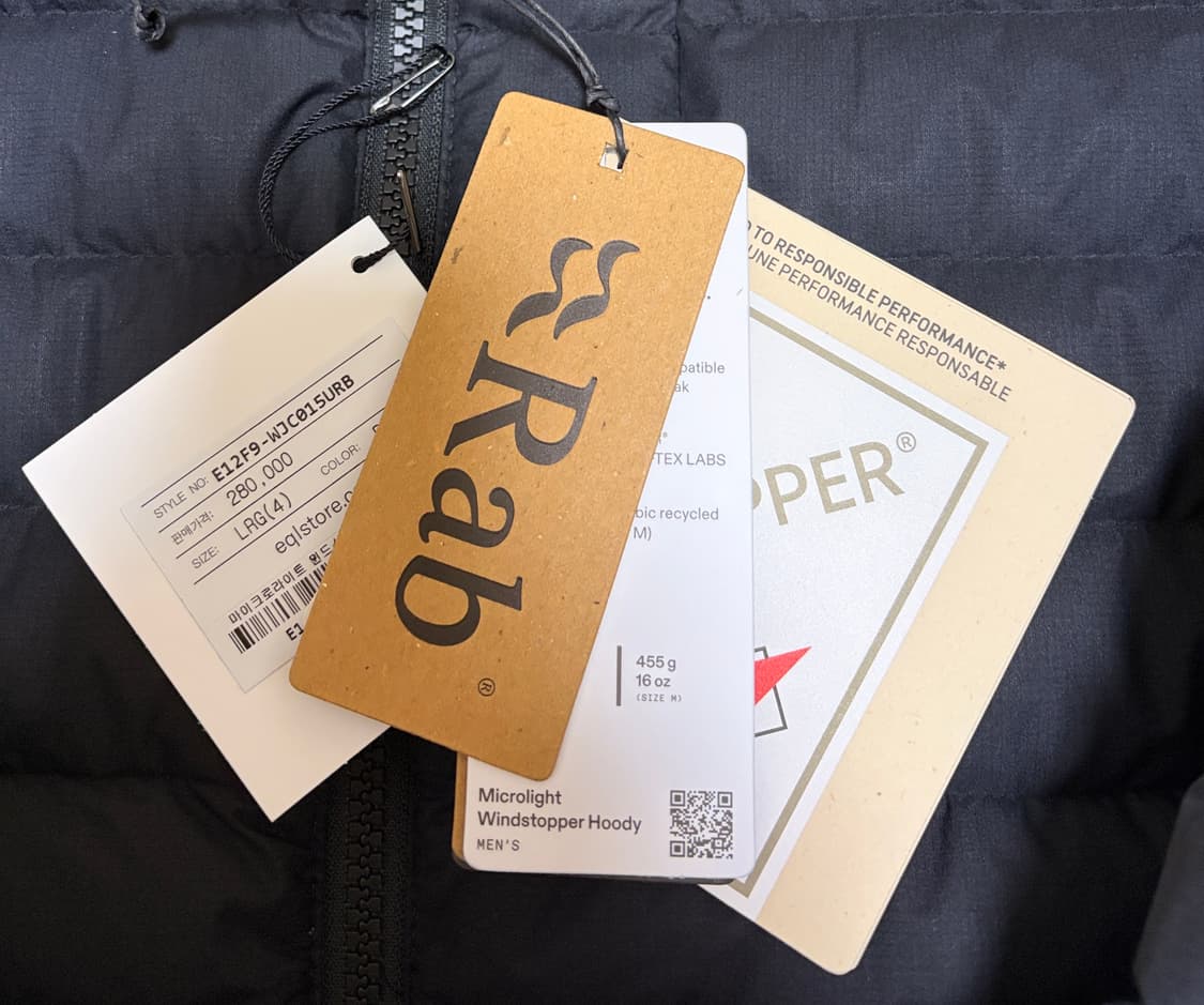 랩 Rab 마이크로라이트 윈드스토퍼 알파인 후디 다운 블랙 L 상품이미지3