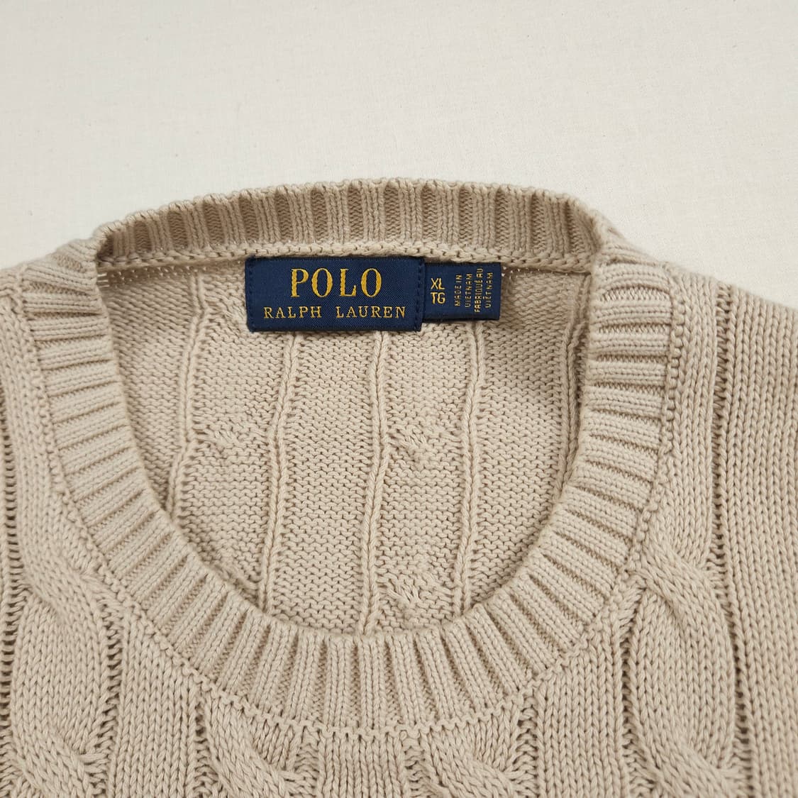 XL(105) 폴로 랄프로렌 크루넥 케이블 니트 아이보리 상품이미지4