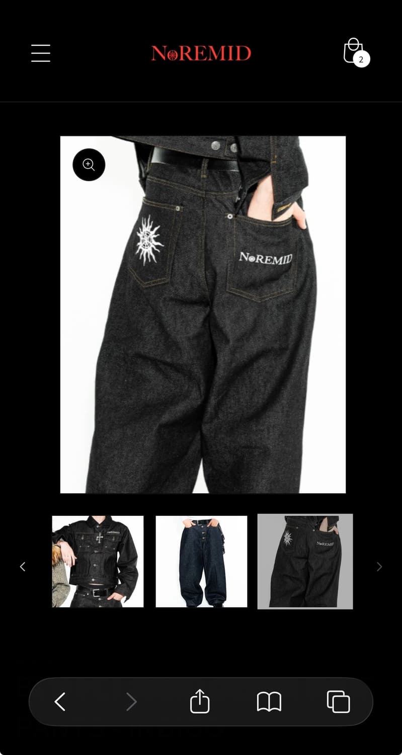 노레미드 인디고 데님팬츠 BTN FLY RIGID DENIM WIDE P 상품이미지1