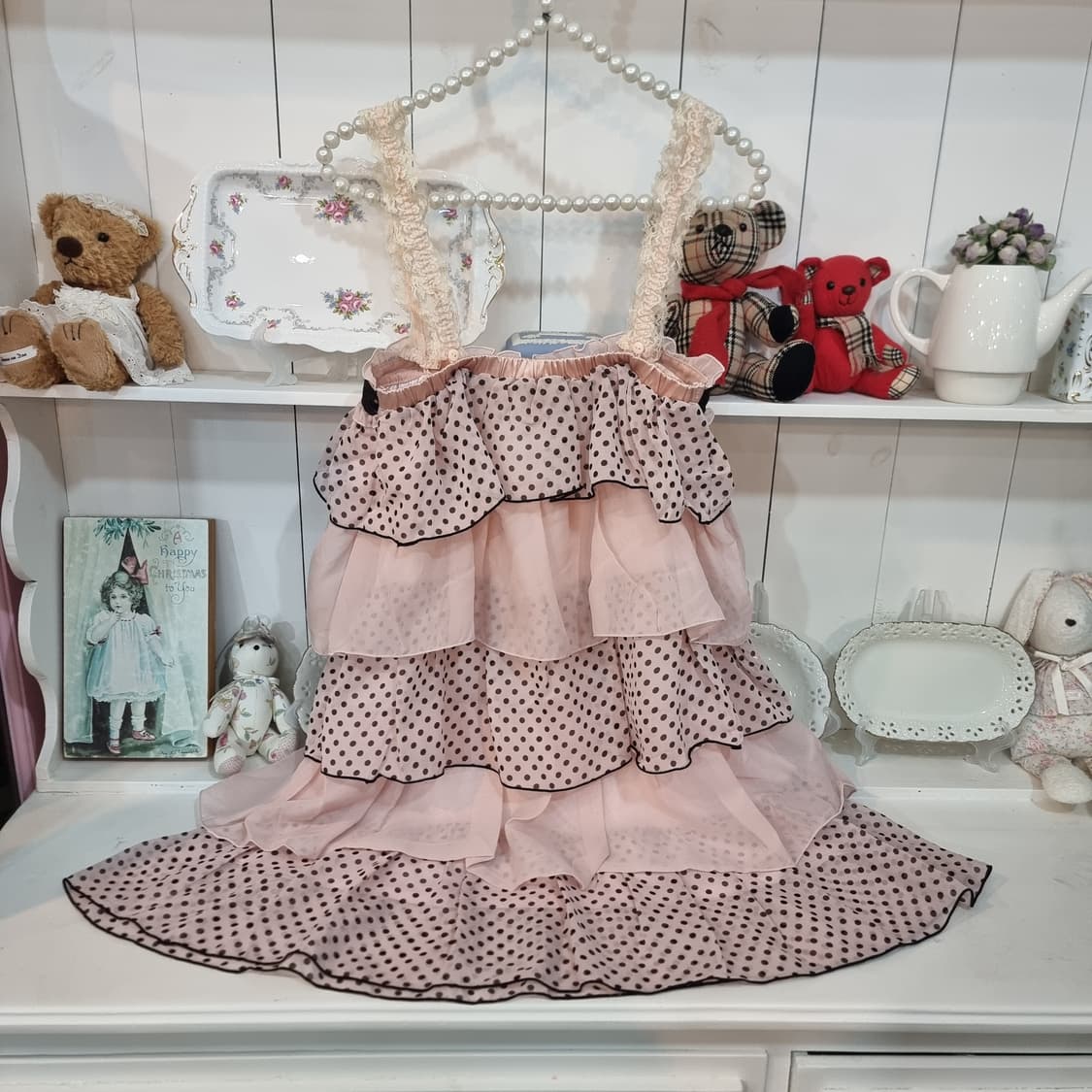 (트랄라라) 핑크 도트 캉캉 레이스 끈원피스 상품이미지10