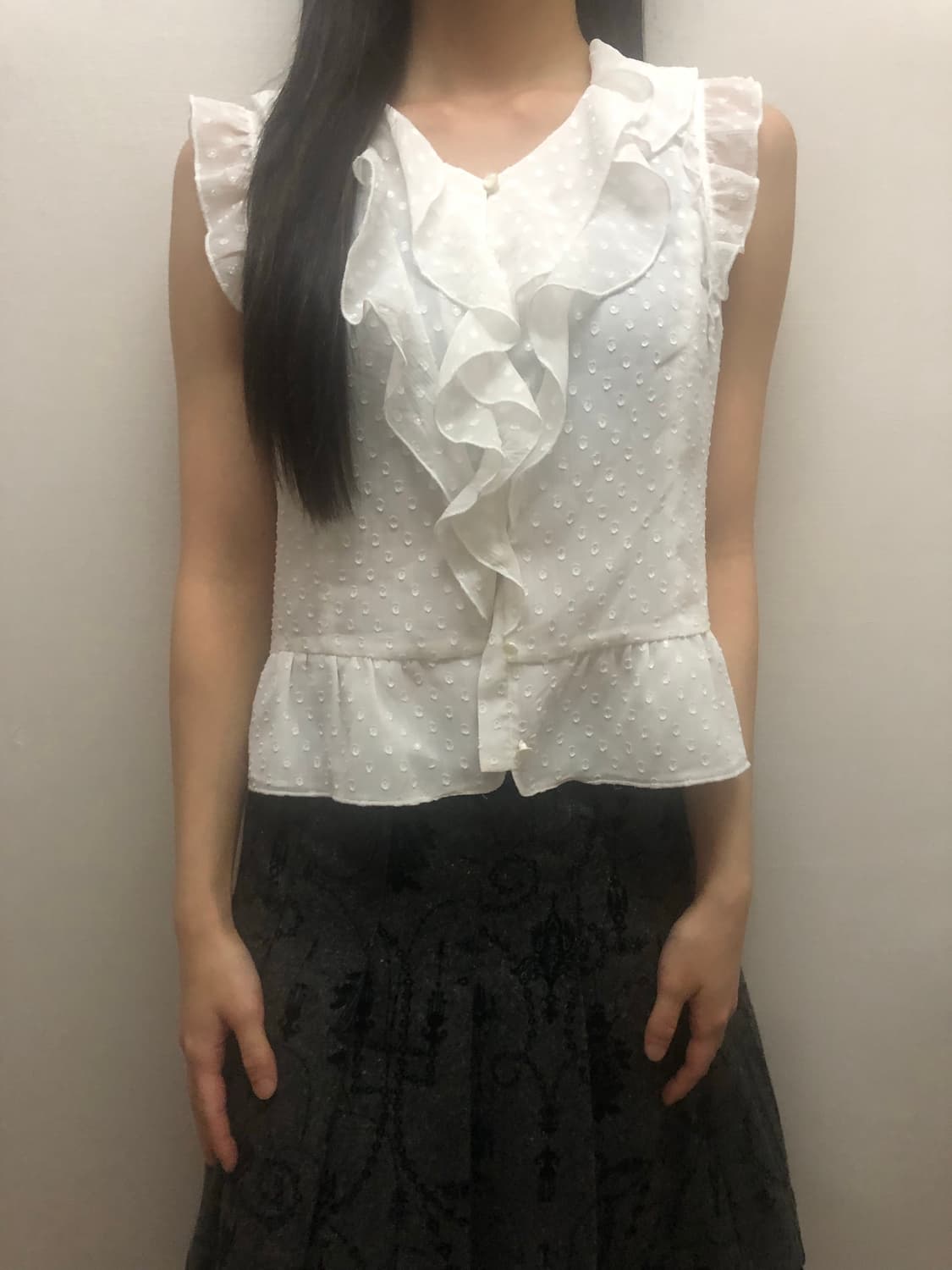 빈티지 화이트 프릴 도트 블라우스 상품이미지5