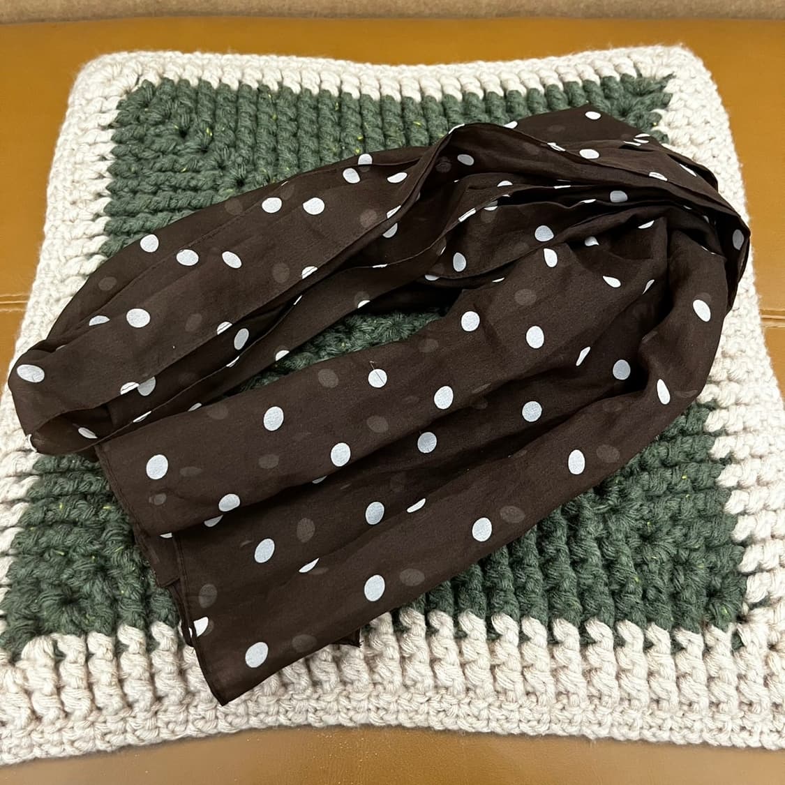 빈티지 모리걸 초코브라우니 땡땡이 도트 스카프 K0160 상품이미지4