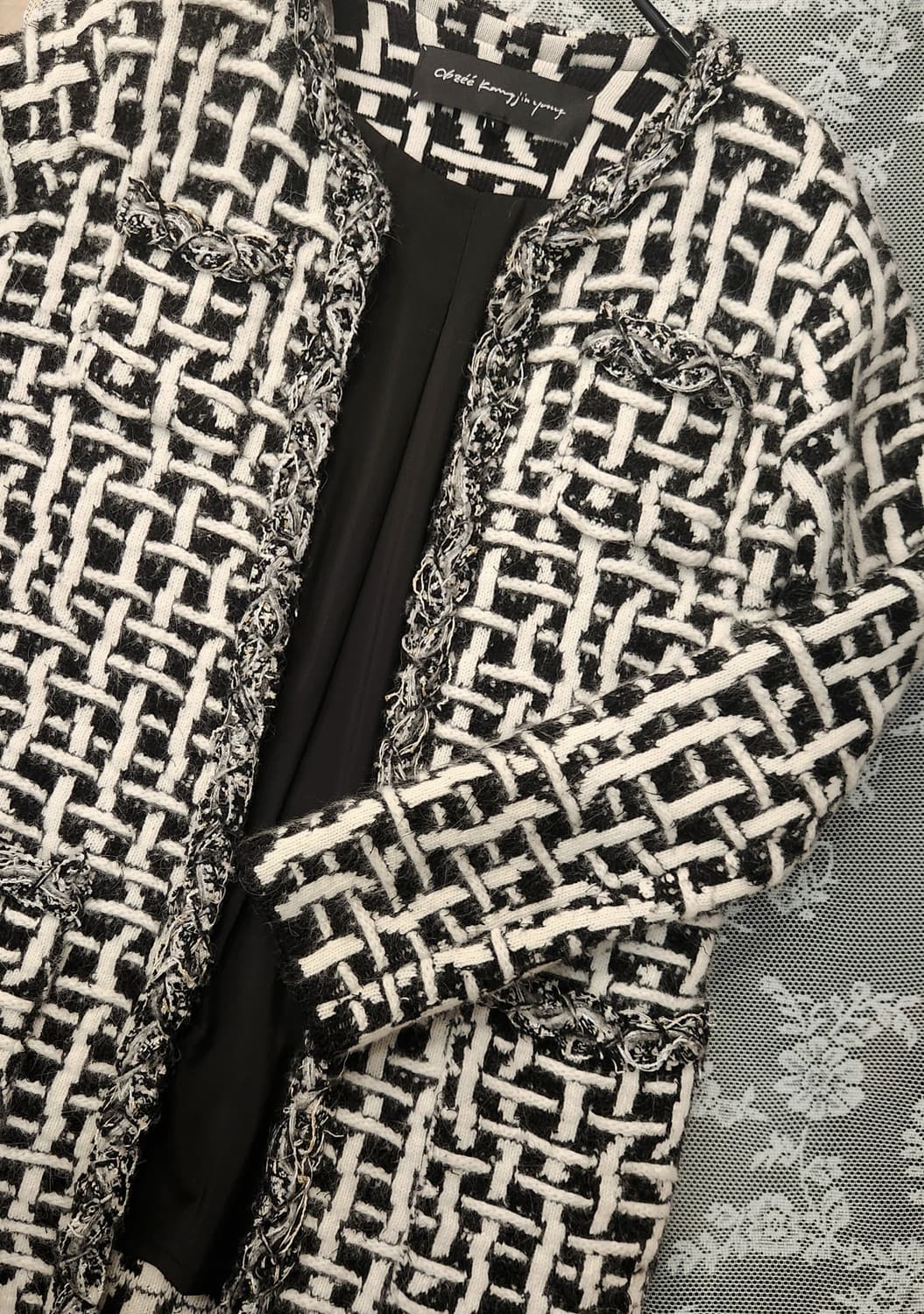 (새상품)오브제 4포켓 하프 트위드자켓55 상품이미지5