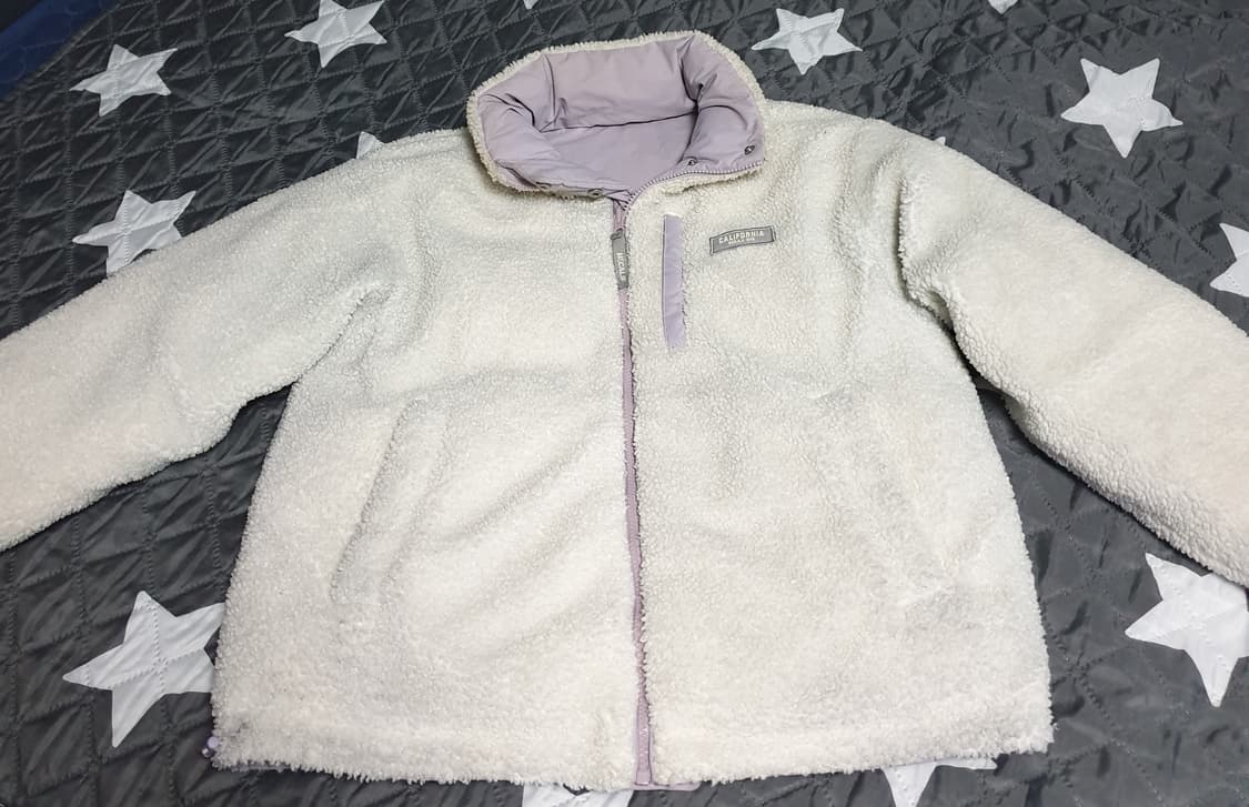 후아유 캘리포니아 오버핏 리버서블 뽀글이 패딩 자켓 연보라 (S) 상품이미지3