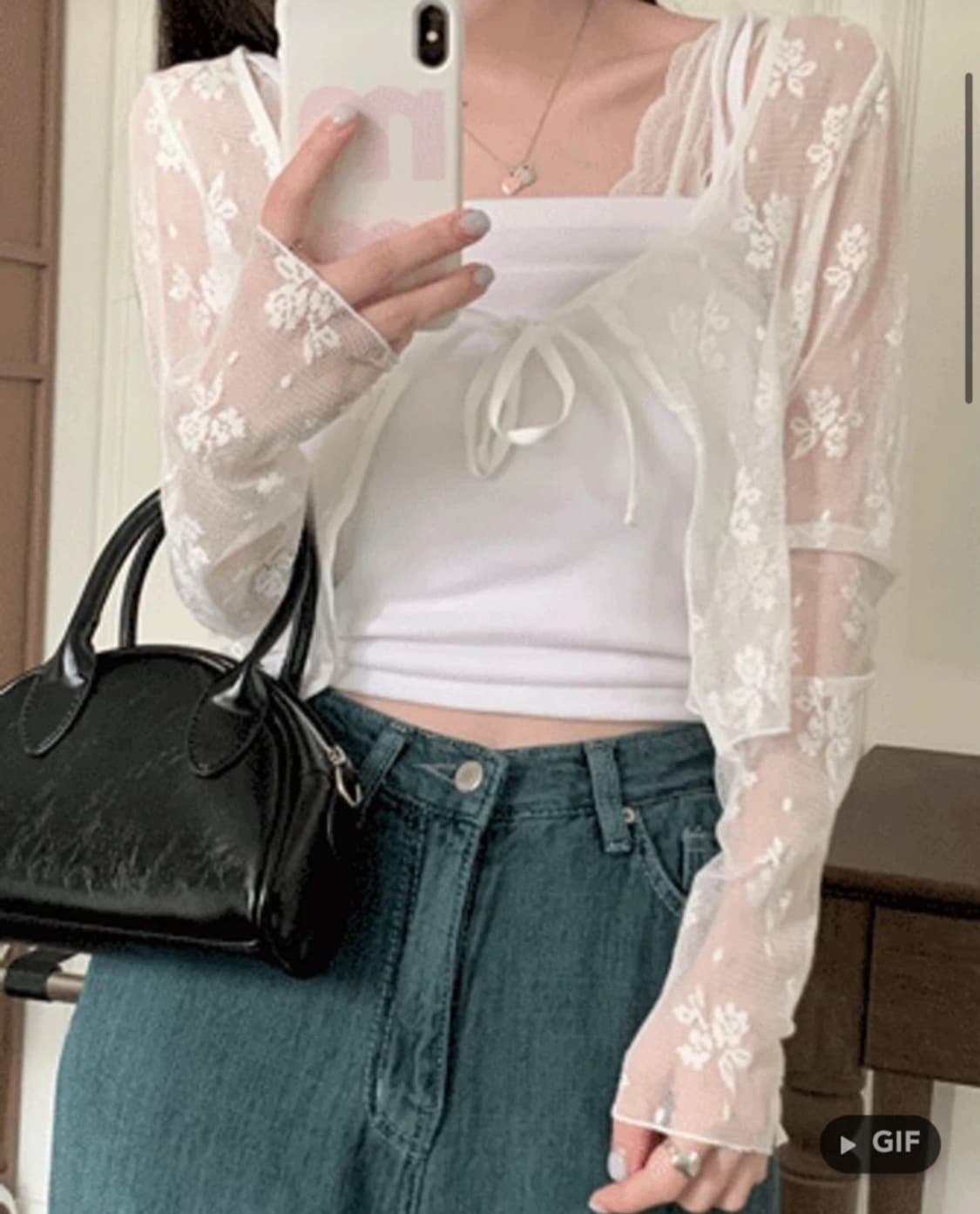 시스루 가디건 화이트 상품이미지1