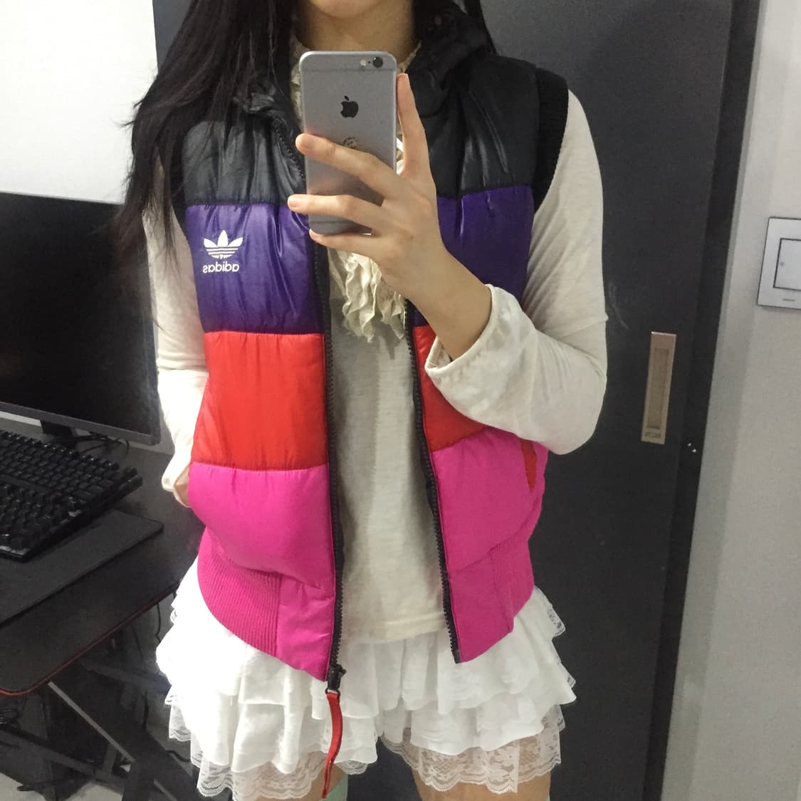 Adidas 빈티지 레인보우 패딩조끼 상품이미지2