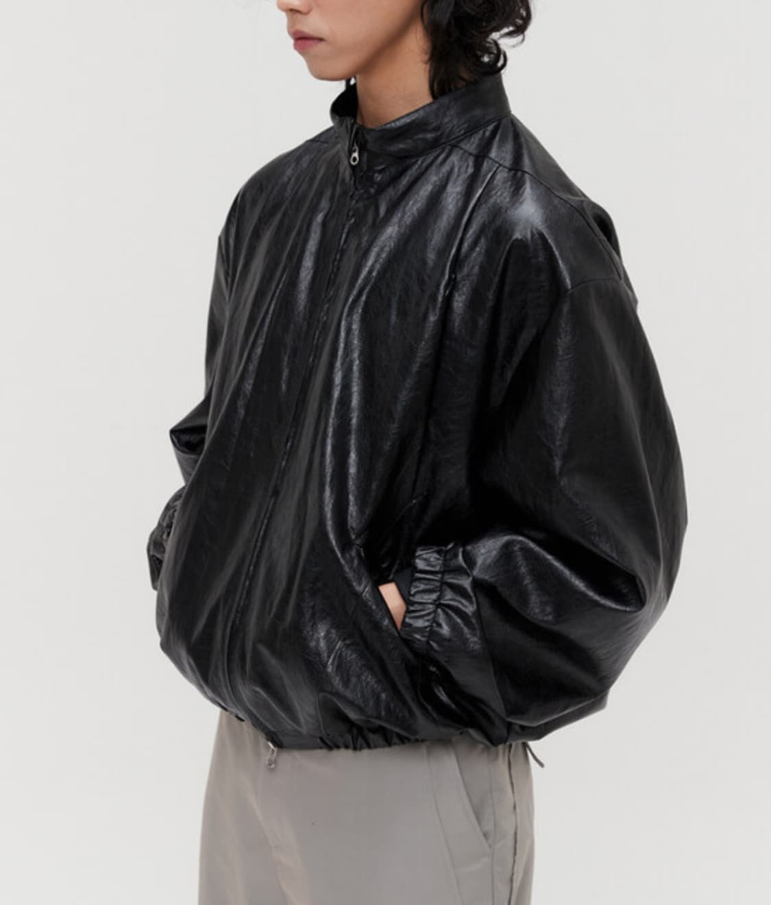 [새상품] 르마드 투톤 로우컷 밴딩 숏 자켓 블랙 상품이미지6