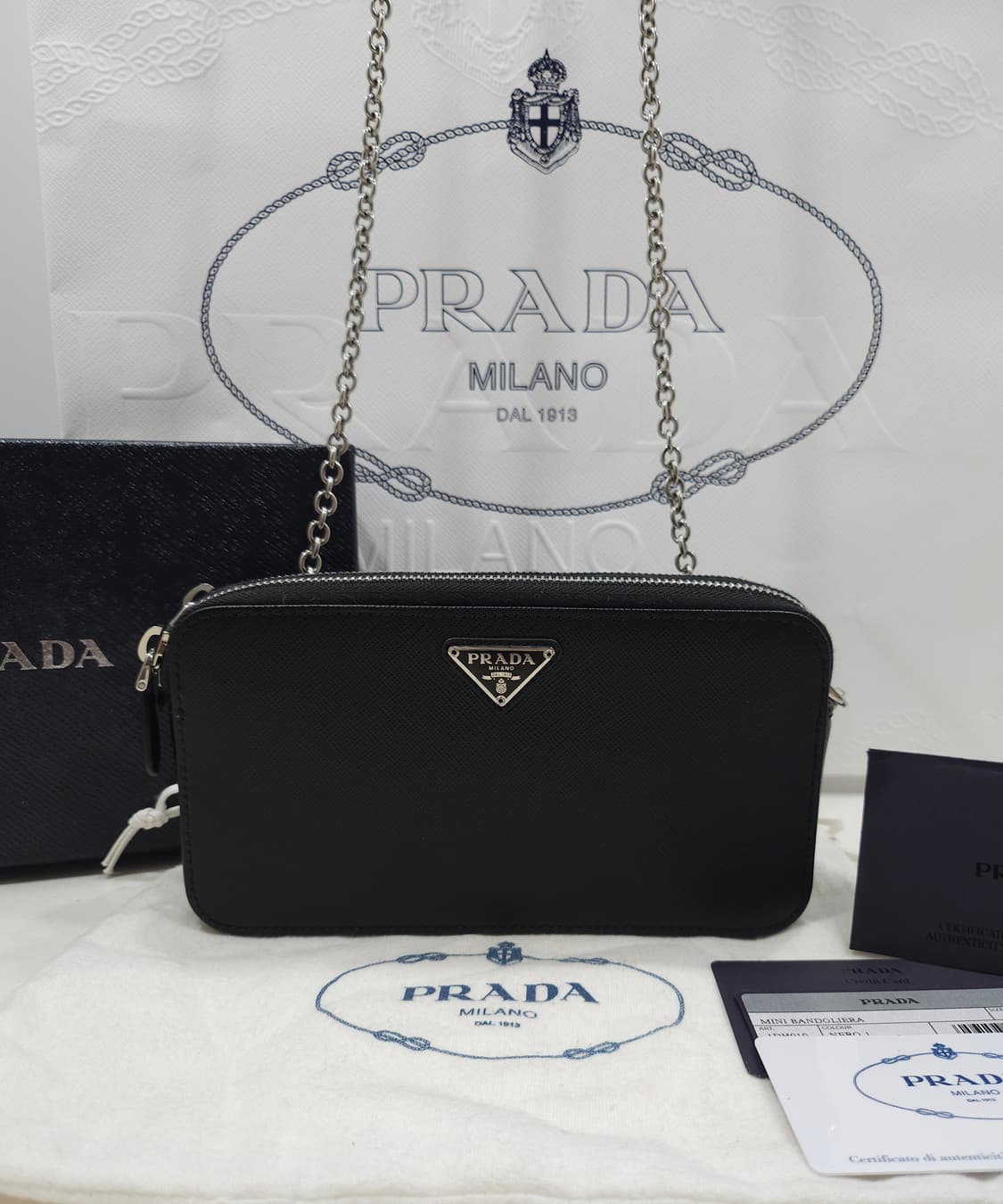 [정품] 프라다 사피아노 더블 지퍼 체인백 1DH010 상품이미지1