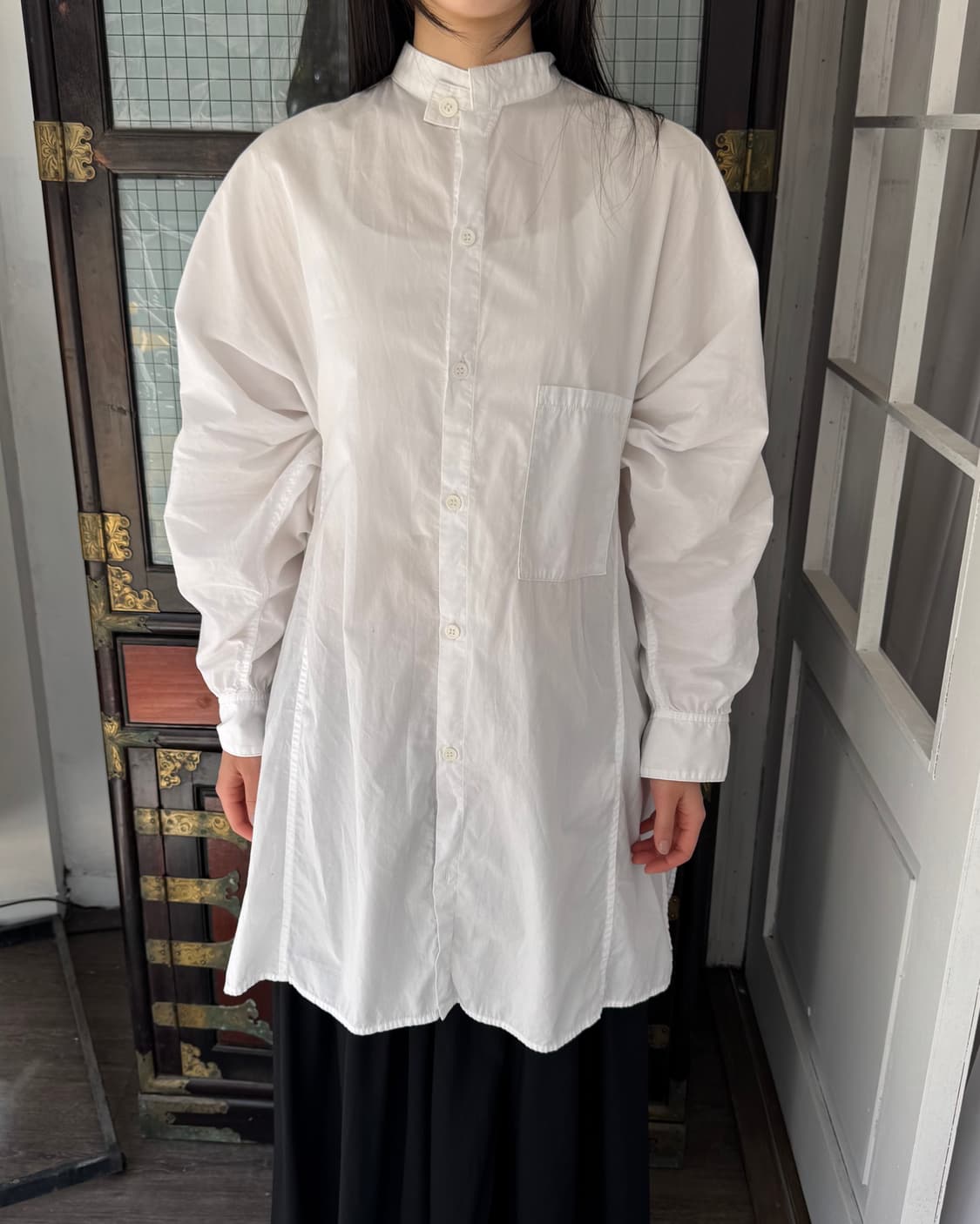 요지 야마모토 YS 스트랩 카라 롱 셔츠 상품이미지1