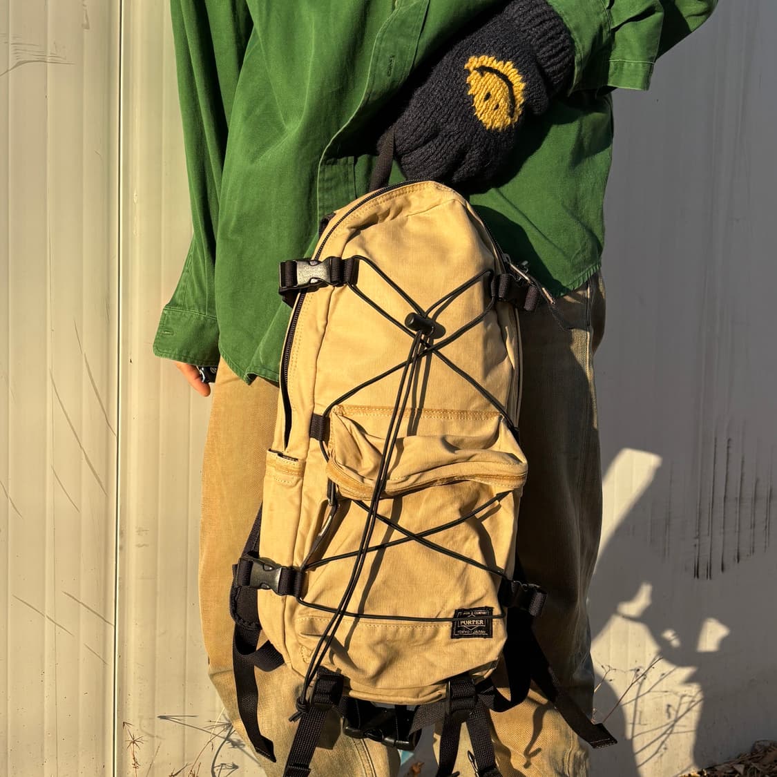 포터 바이시클 스타일 베이지 테크니컬 백팩 상품이미지1