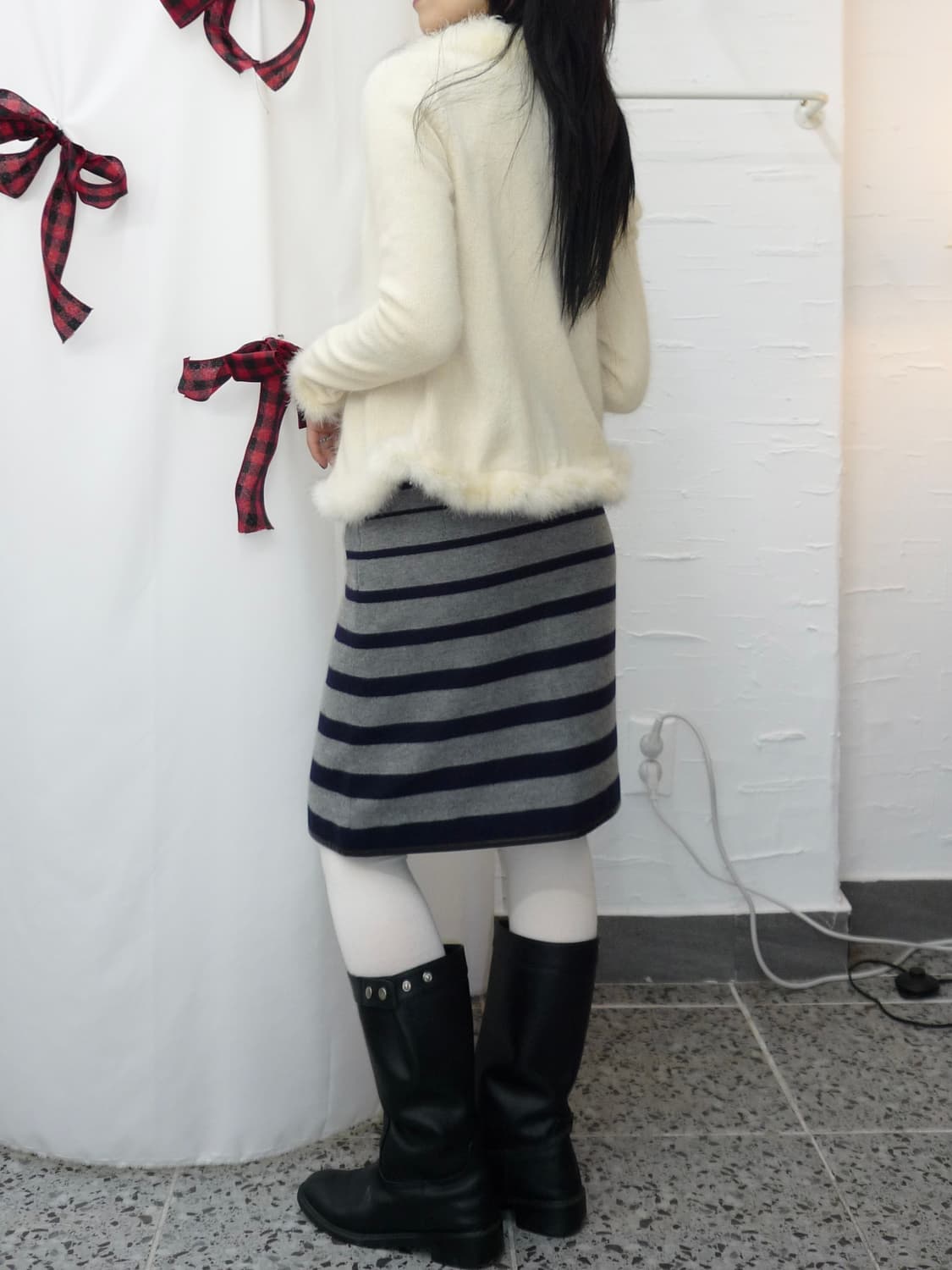 Fur point white cardigan 상품이미지4