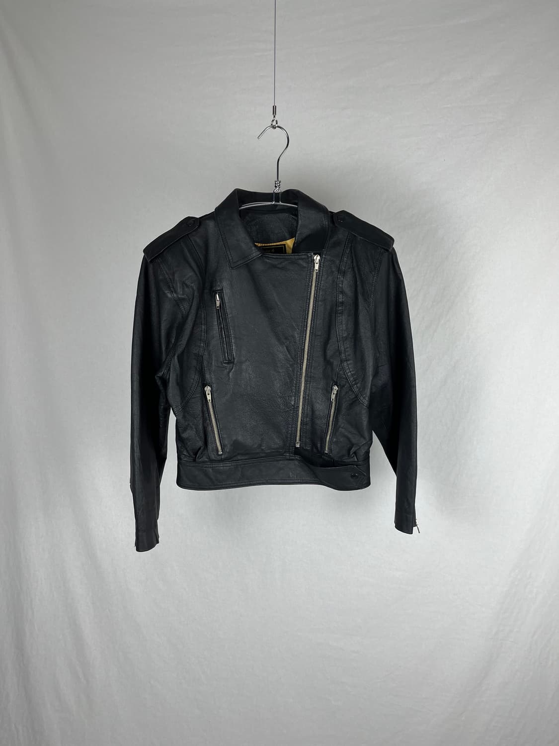 Vintage 리얼레더 크롭 라이더 자켓 상품이미지1