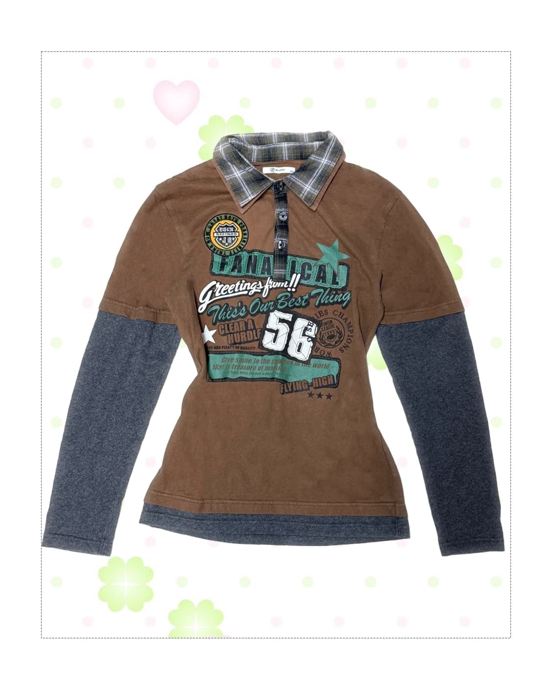 y2k 너드 브라운 체크 롱슬리브  상품이미지1