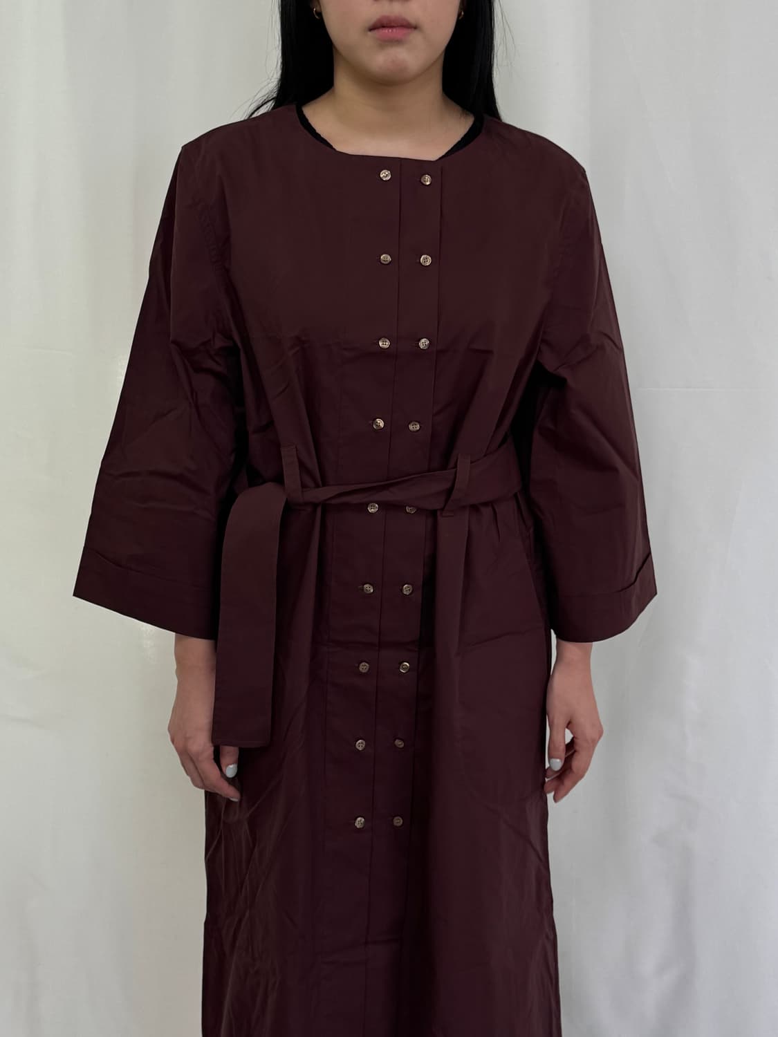 Soeur 와인색 셔츠 원피스 상품이미지4