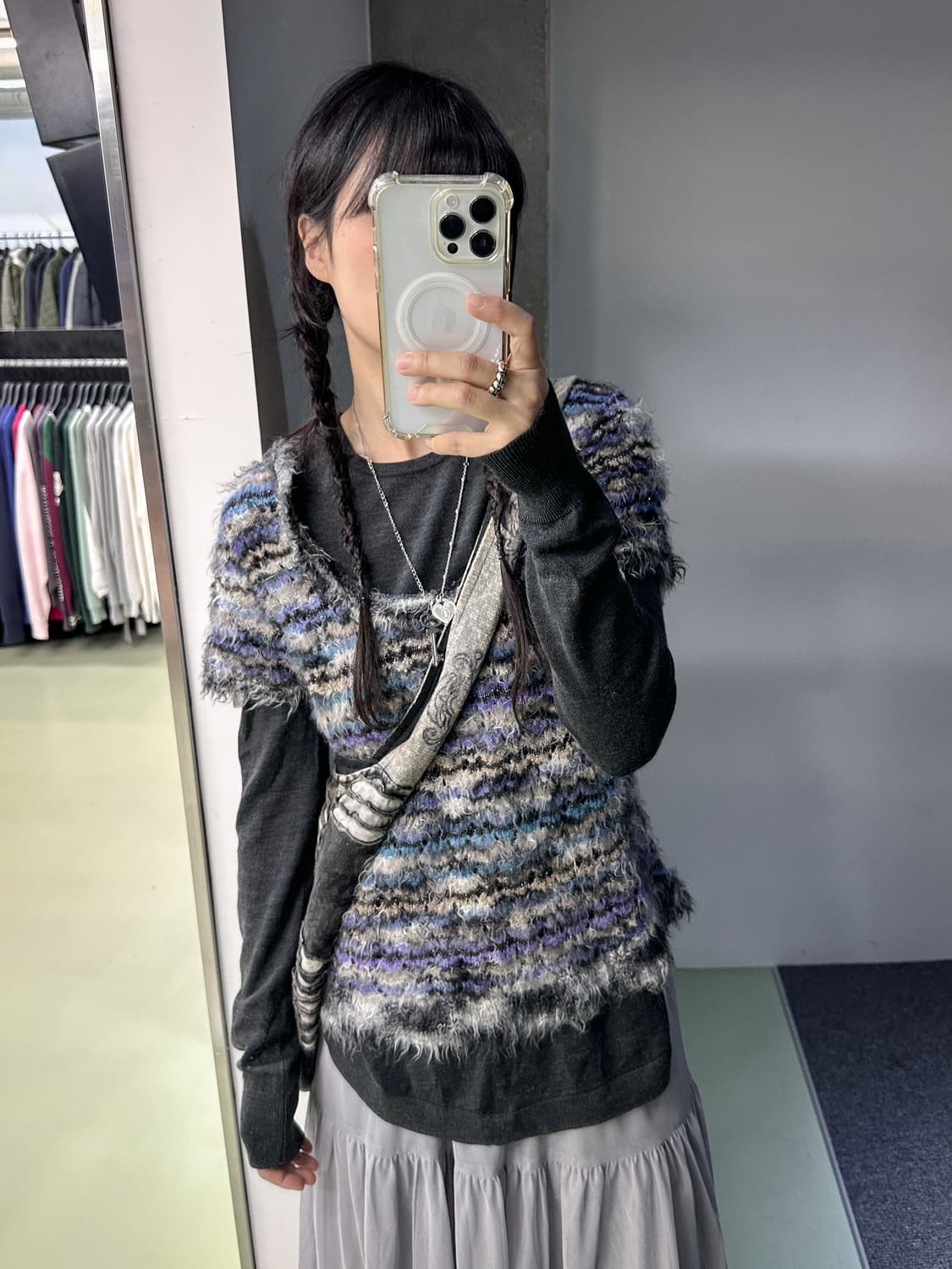 winter multi color hairy knit top 상품이미지3