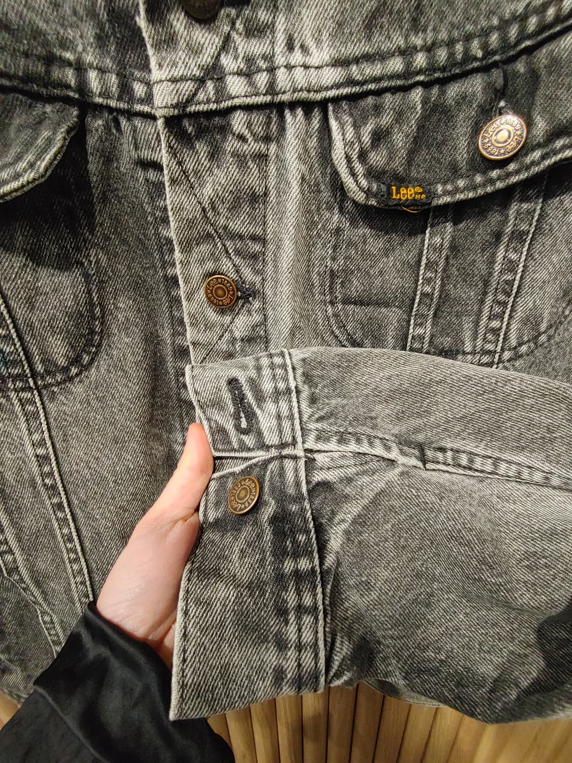 무배) Lee리 자수 그레이 워싱 청자켓 - XL 상품이미지4