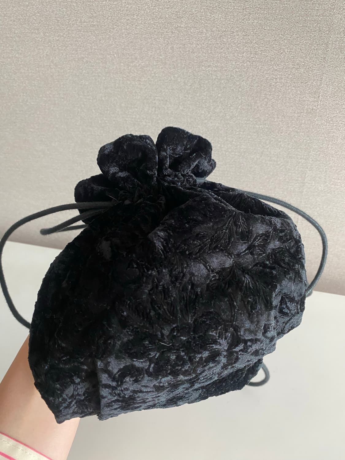 빈티지 블랙 벨벳 복조리 가방 상품이미지7
