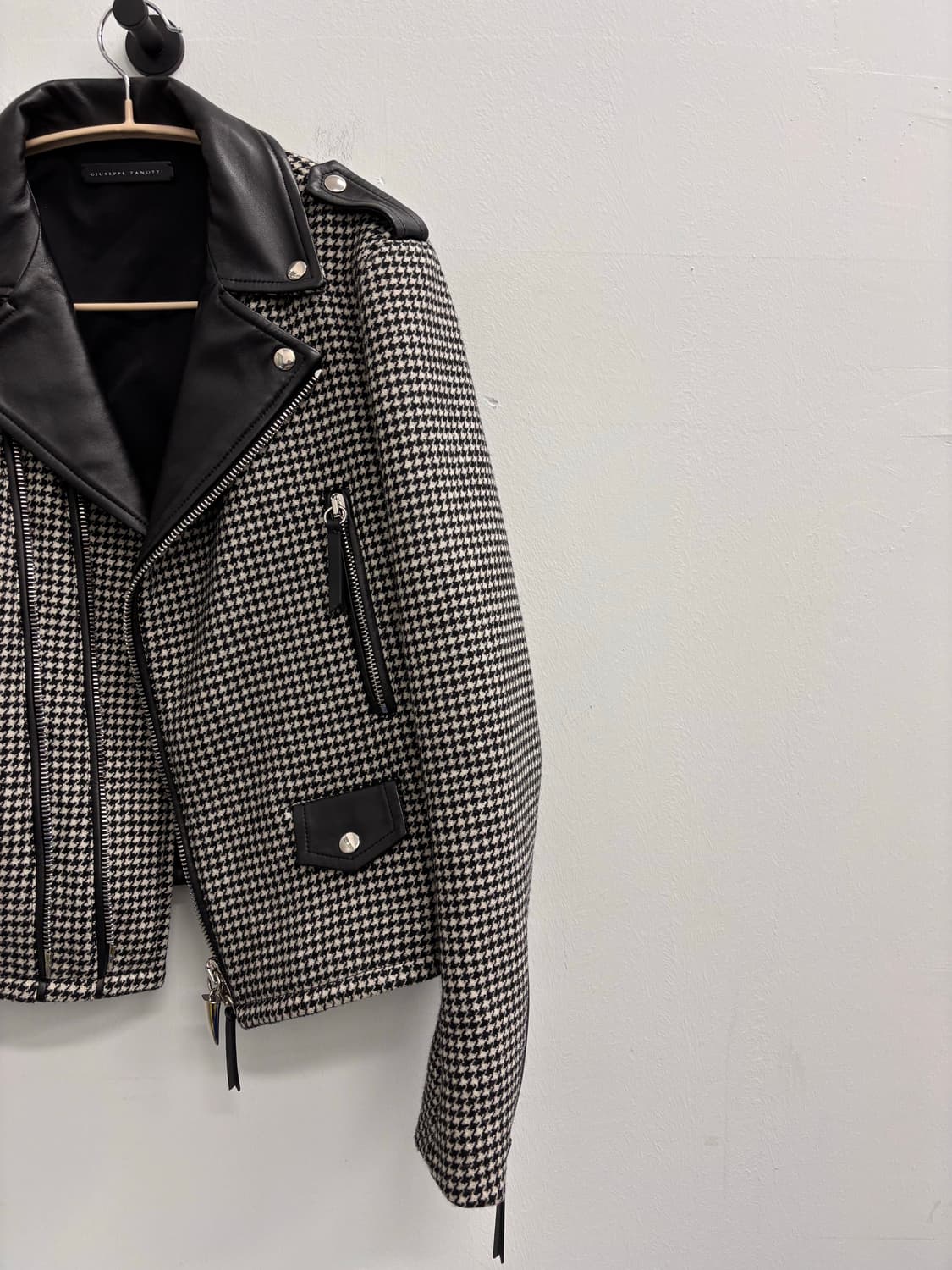 쥬세페 자노티 하운즈투스 체크 콤비 레더 라이더 자켓 상품이미지5