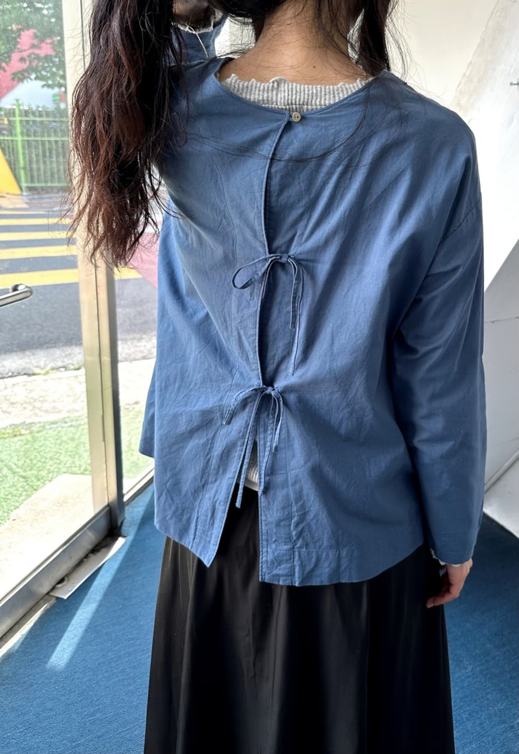 Natural cotton back string design shirt  상품이미지1