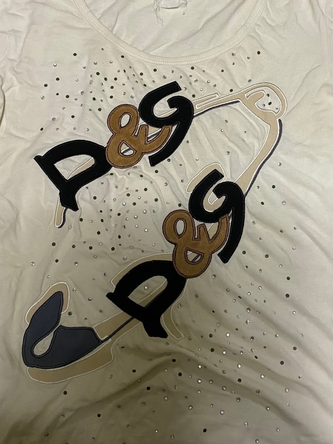 돌체앤가바나 y2k 올드스쿨 큐빅 유넥 긴팔티 여성95~100 상품이미지3