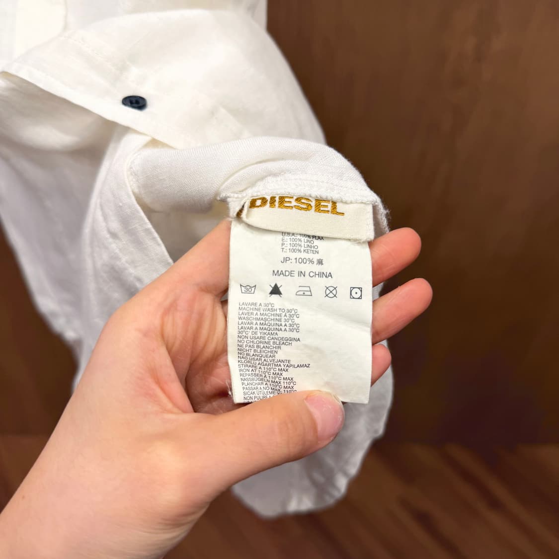 디젤 린넨 반팔 셔츠 웨스턴 요그 절개 더블 플랩 포켓 디테일 아이보리 상품이미지8