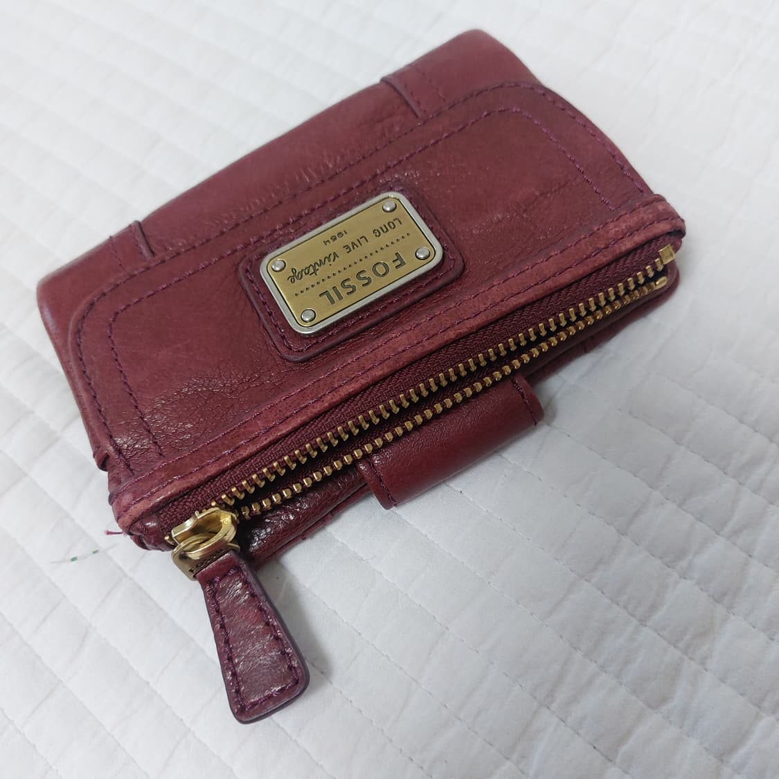 Fossil 가죽 크로스백 버건디 가죽 가방 지갑 세트 상품이미지6