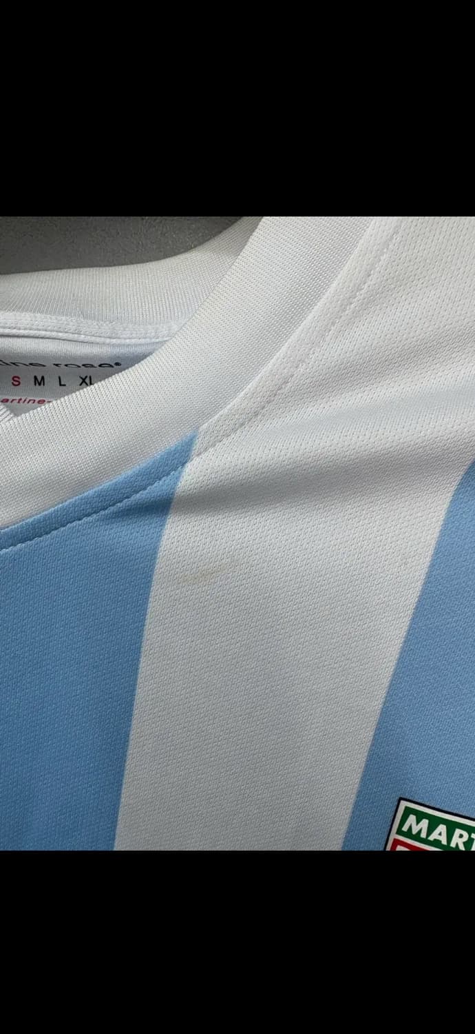 마틴로즈 트위스트 숏슬리브 풋볼탑 화이트 라이트블루 스트라이프 H1977 상품이미지8