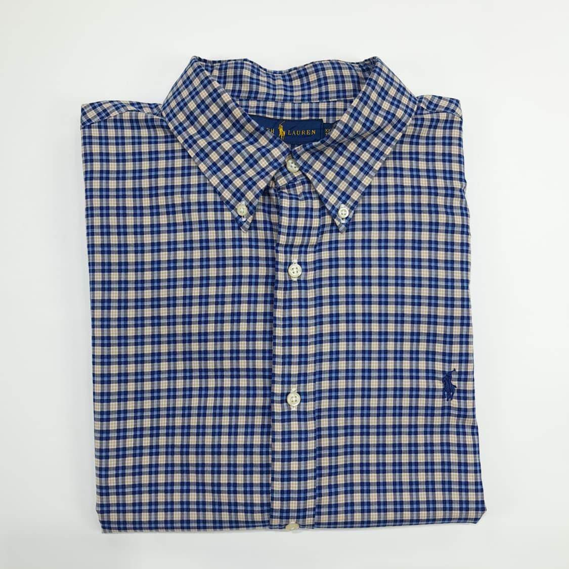 Co508 2XL 폴로 랄프로렌 블루 테터솔 QR 긴팔 셔츠 남방 상품이미지10