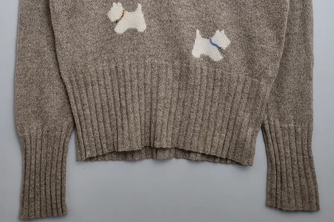 JOVAL 베이지 강아지 패턴 울니트 상품이미지4