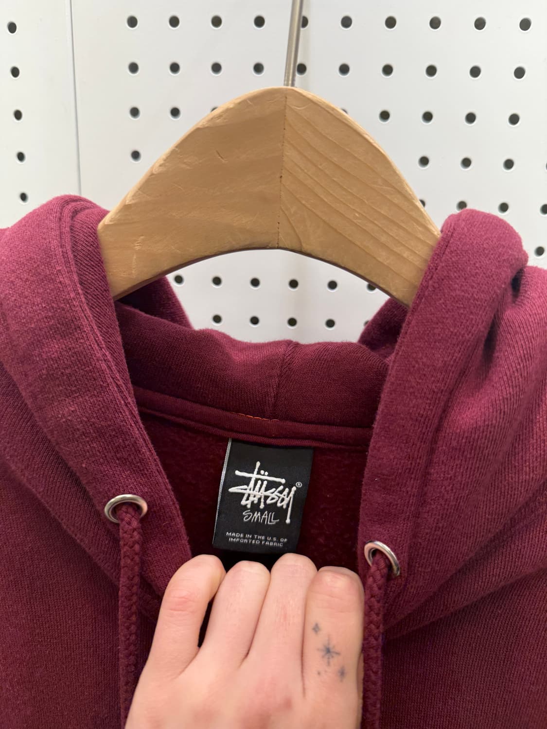 스투시 빅로고 버건디 후드티 U343 상품이미지5