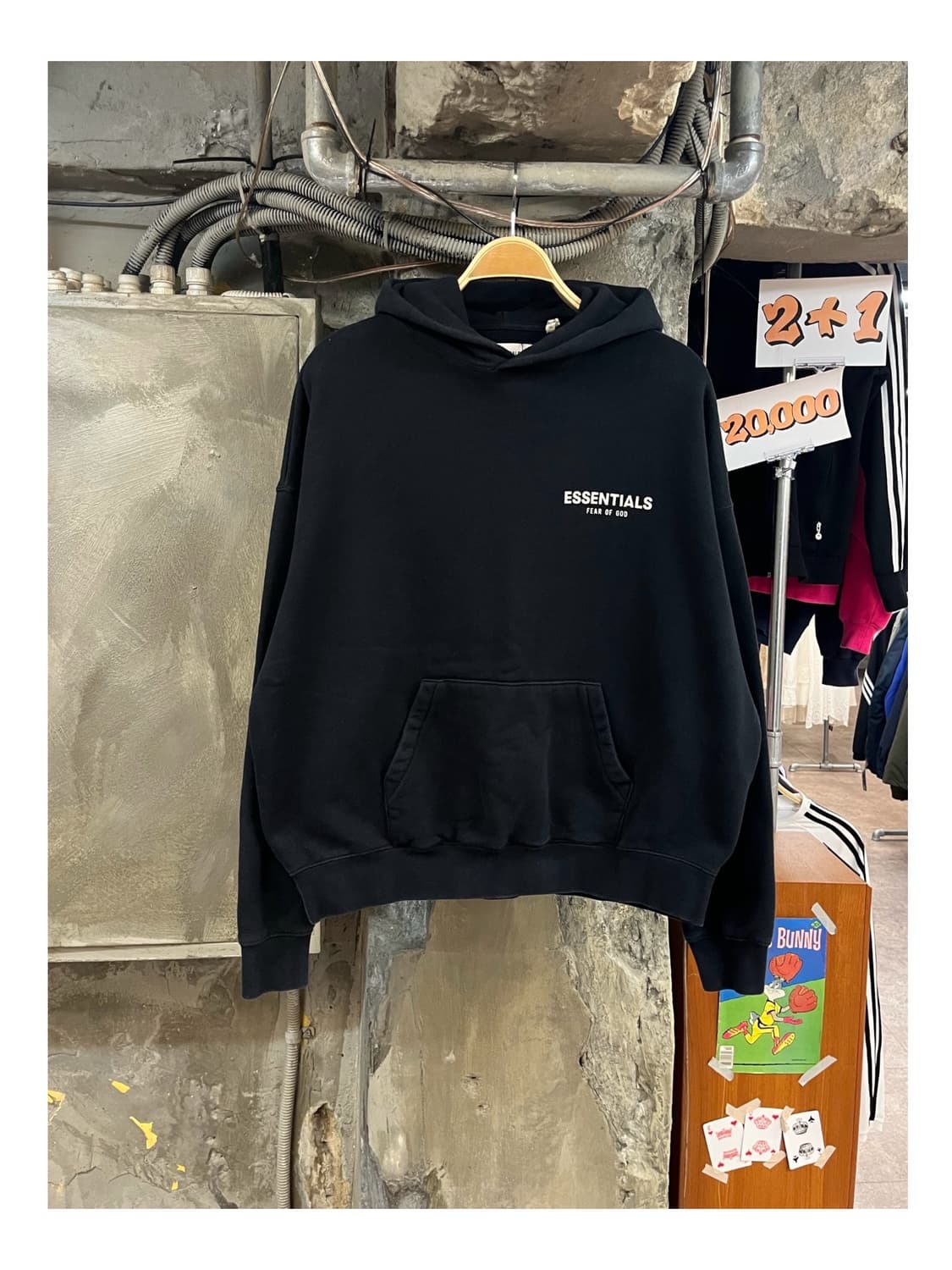 피어오브갓 에센셜 기모 후드티 블랙 L #csz3767 상품이미지1