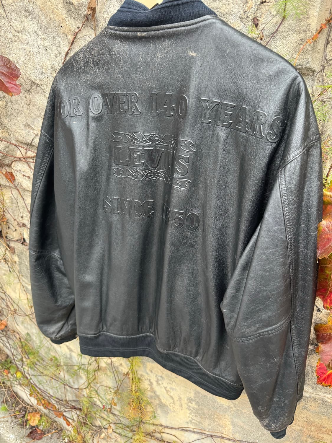 90s 리바이스 140주년 기념 리버시블 양면 소가죽 스카쟌 자켓 상품이미지6