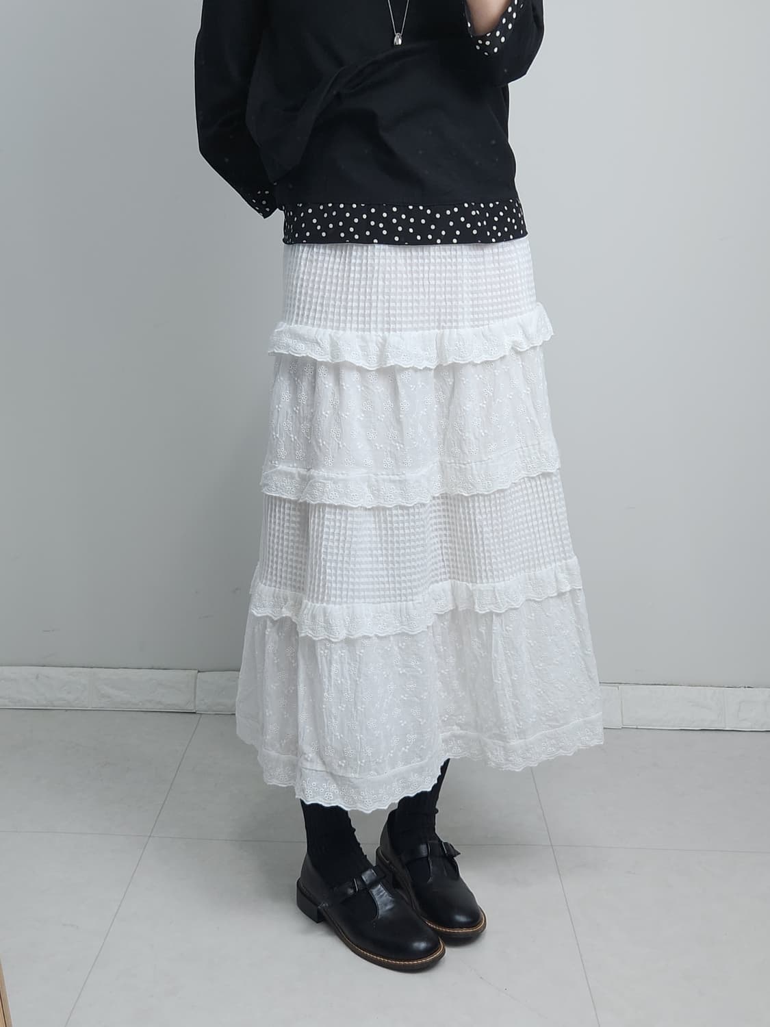 펀칭 캉캉 롱 스커트 상품이미지2