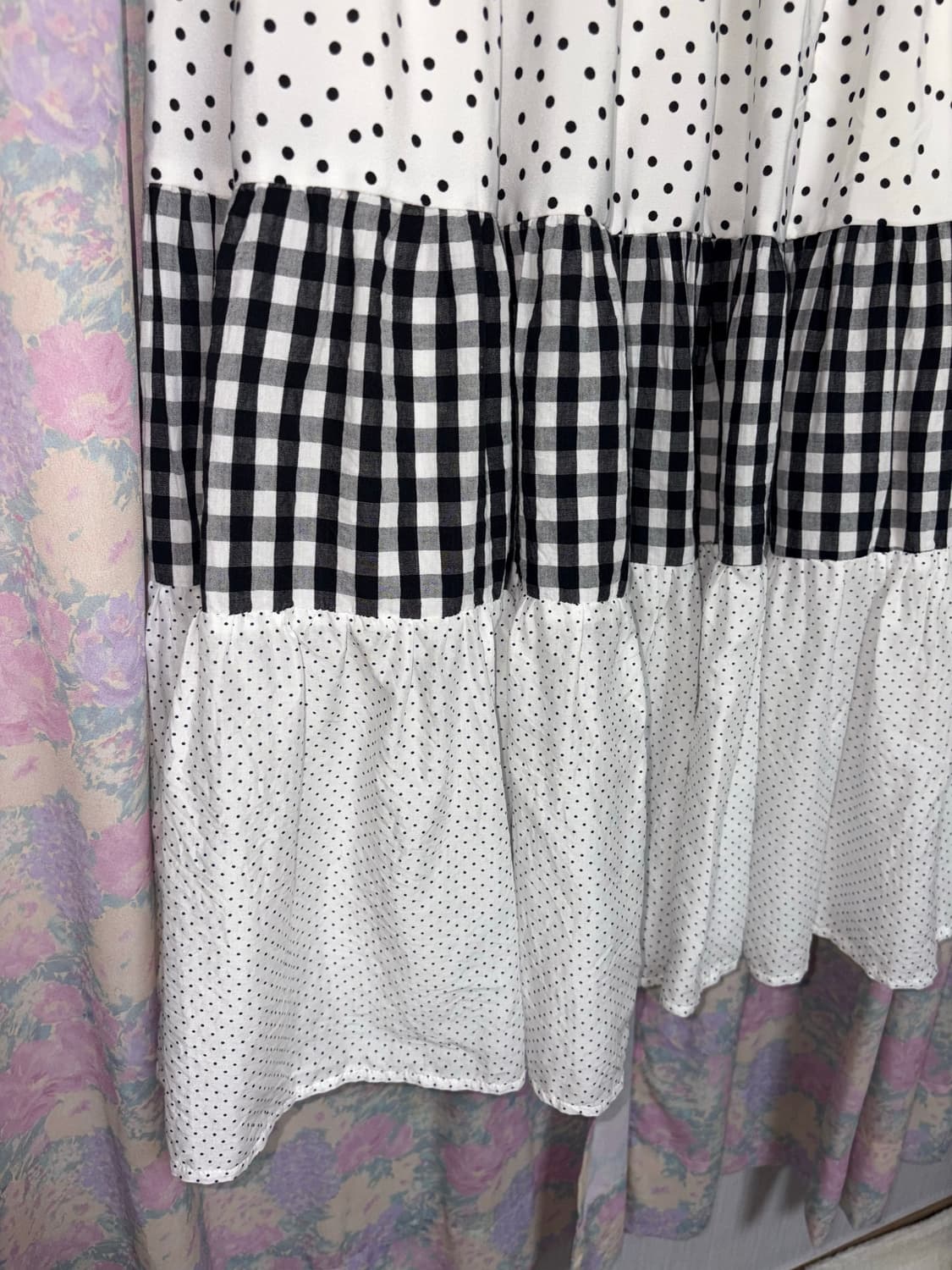 블랙 체크 도트 롱 스커트 상품이미지10