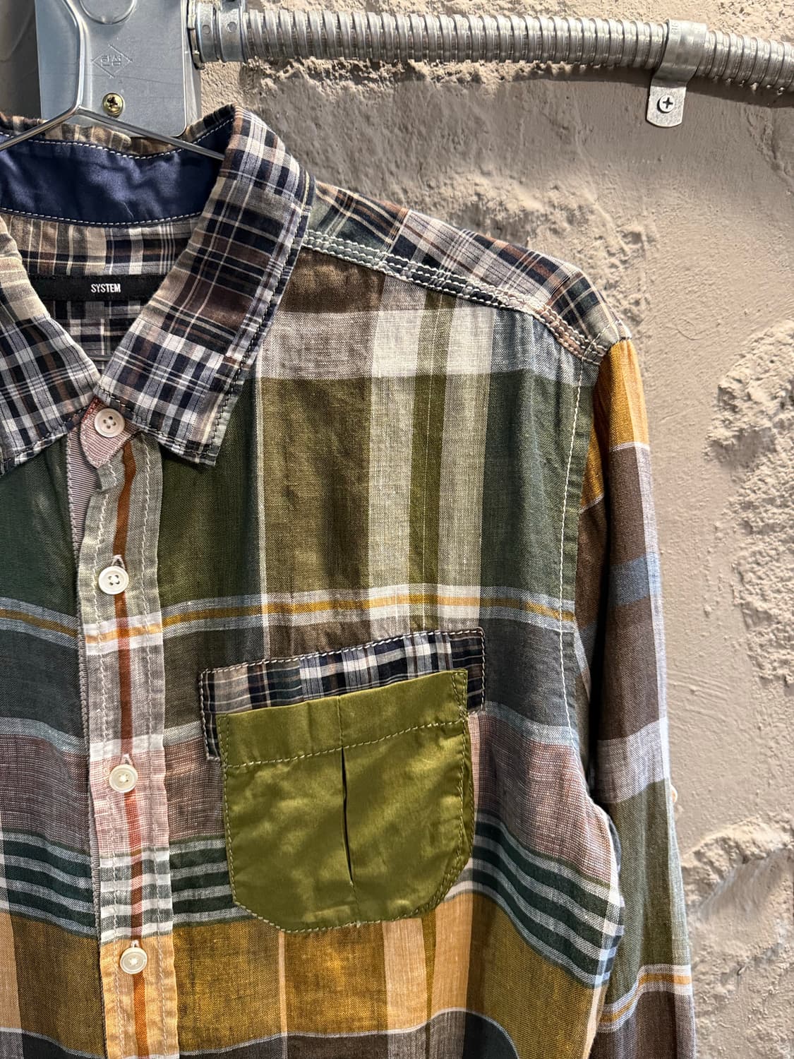 시스템 SYSTEM 패치워크 린넨 체크 셔츠 멀티컬러 100 상품이미지3