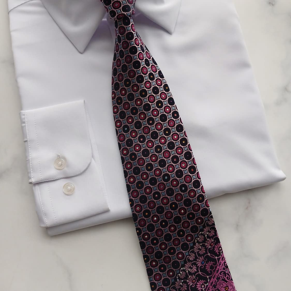 밀라숀 실크 퍼플 플로럴 자카드 넥타이 9.2cm A+등급 A18612
 상품이미지5