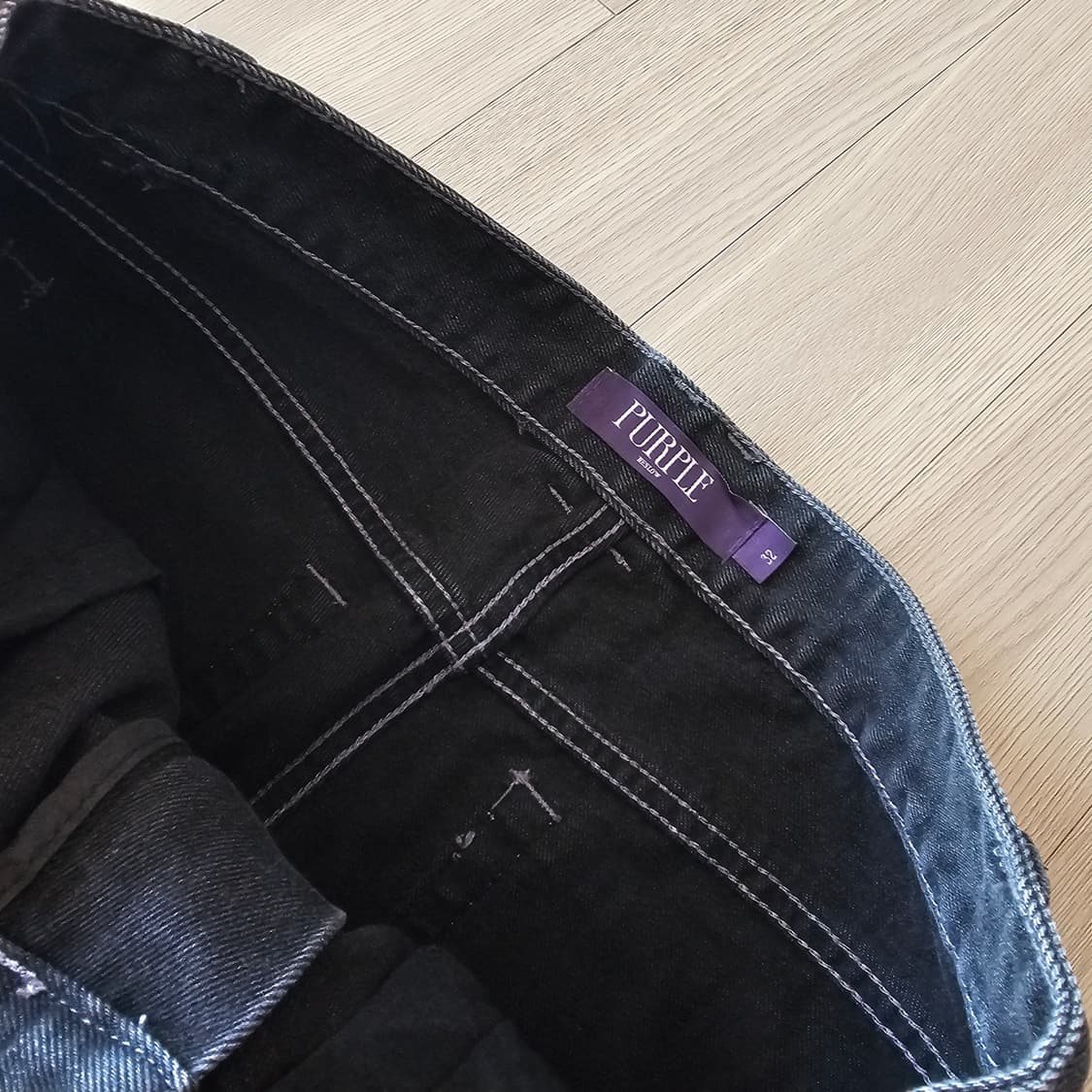 32 새제품) 비슬로우 세미 부츠컷 데님 블랙 웨스턴 청바지 고딕 자수 상품이미지6